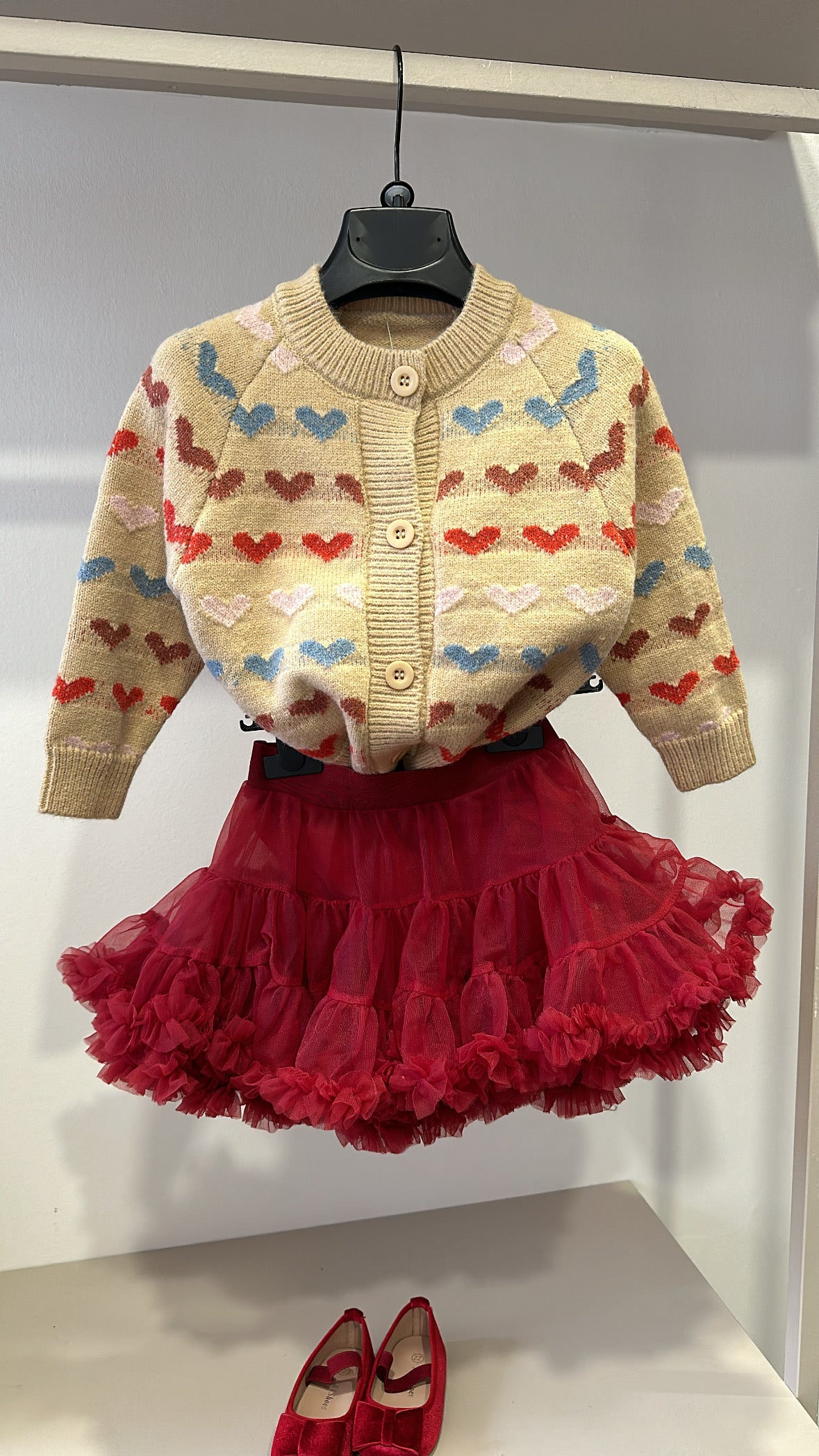 Completo CARDIGAN E GONNA TULLE - BORDEAUX