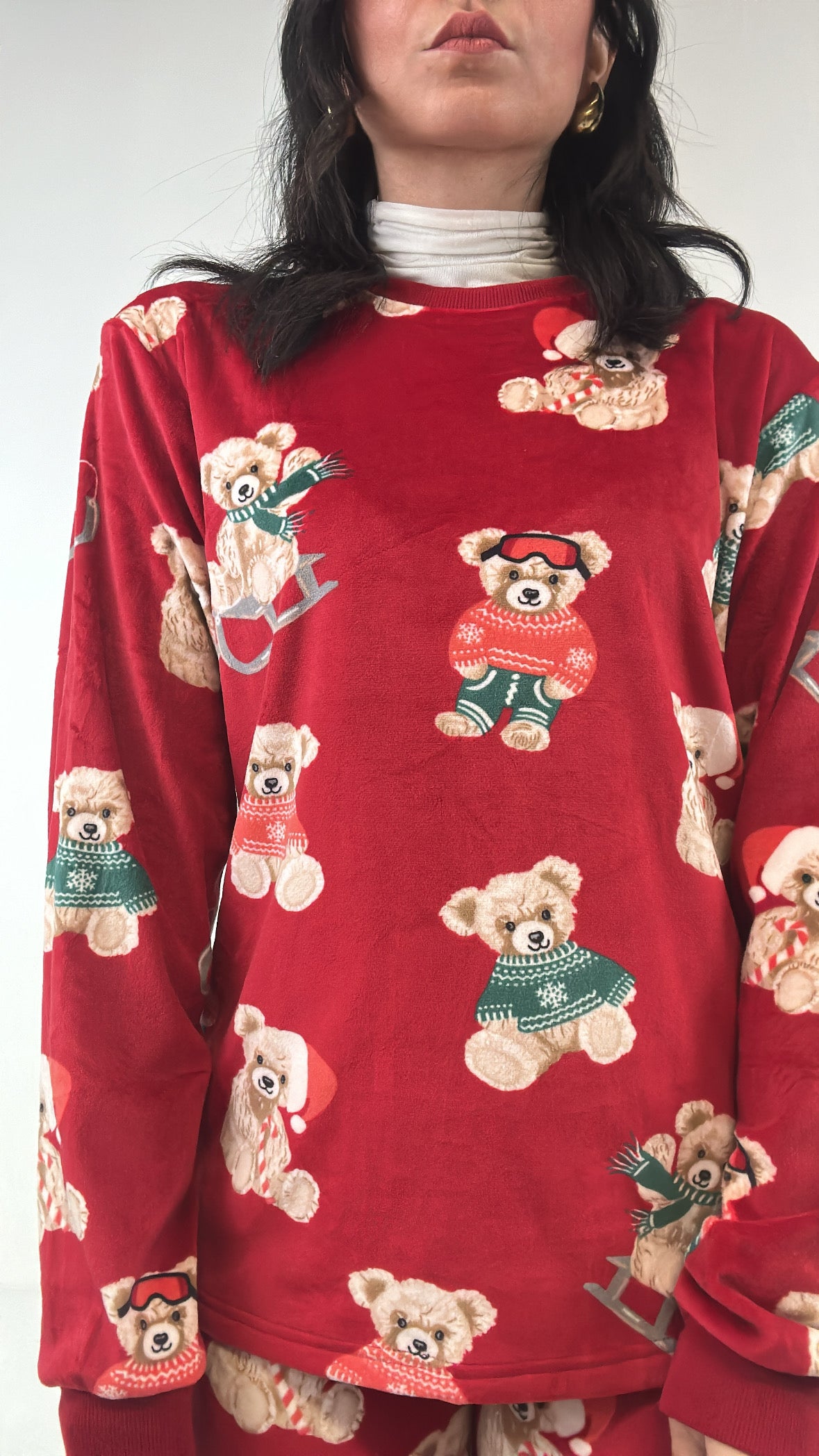 Pigiama UOMO DONNA MICRO-PILE ORSETTO - ROSSO