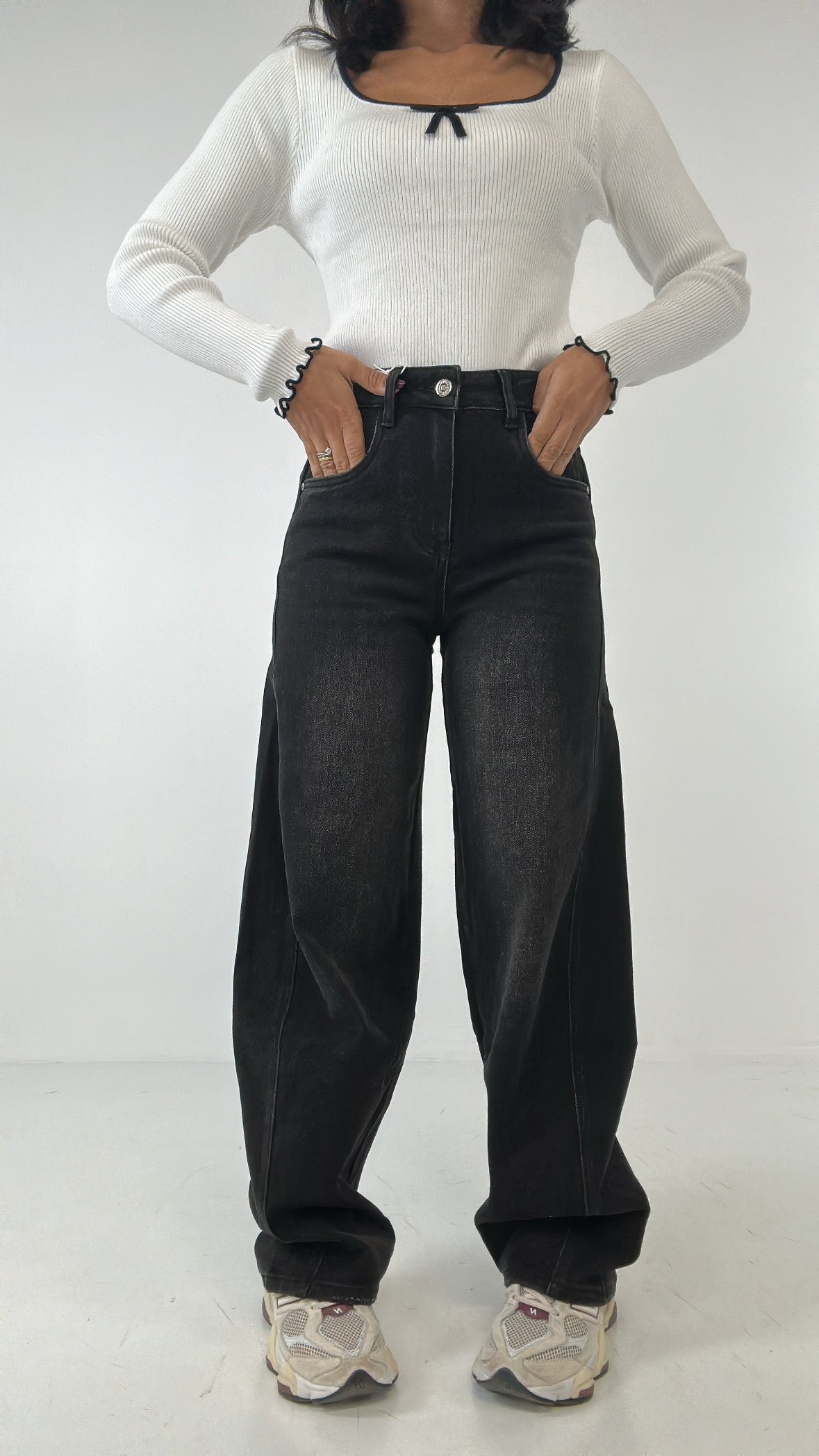 Jeans BALLOON NERO SFUMATO - NERO