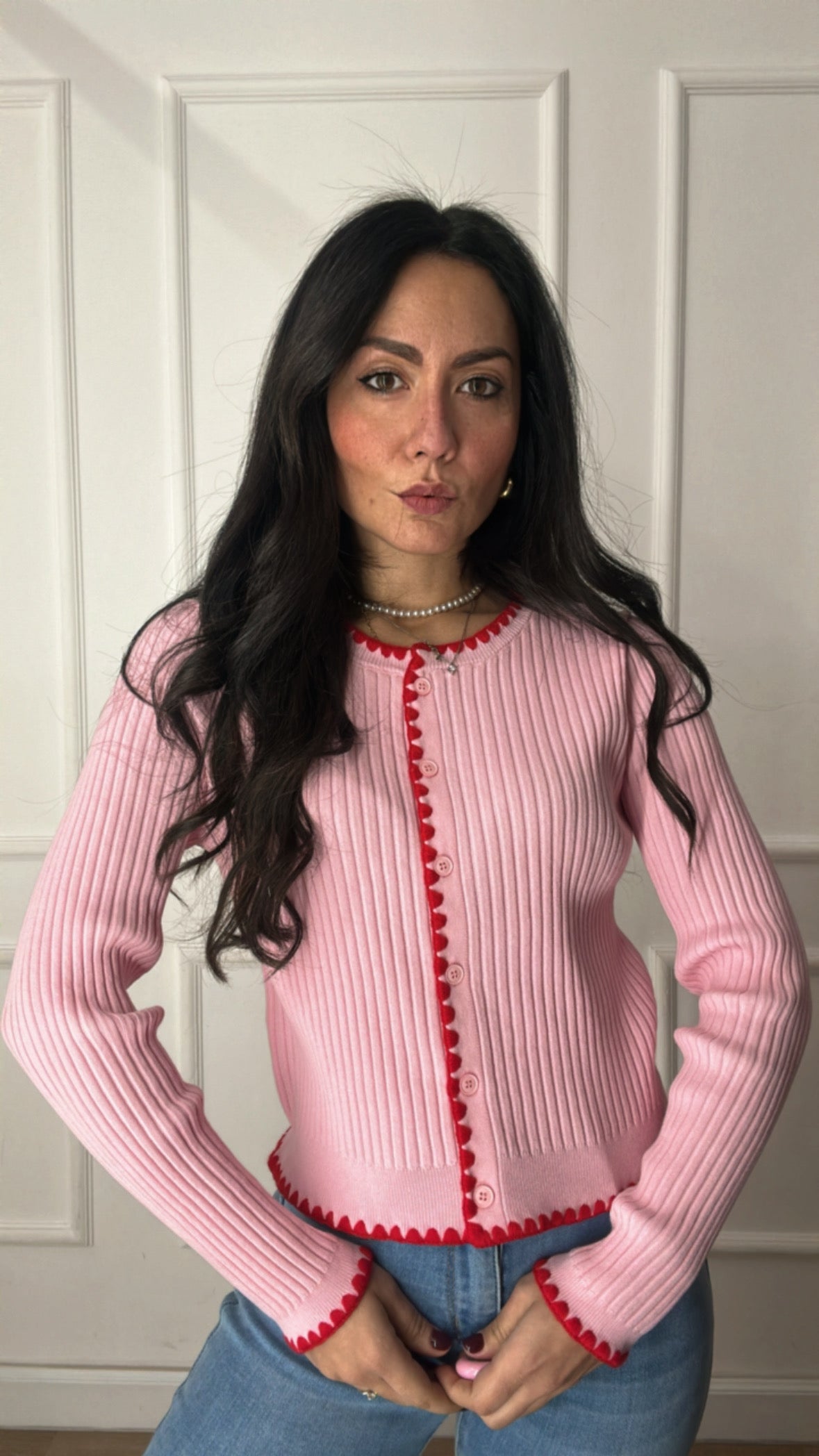 Cardigan BORDINO ROSSO - ROSA