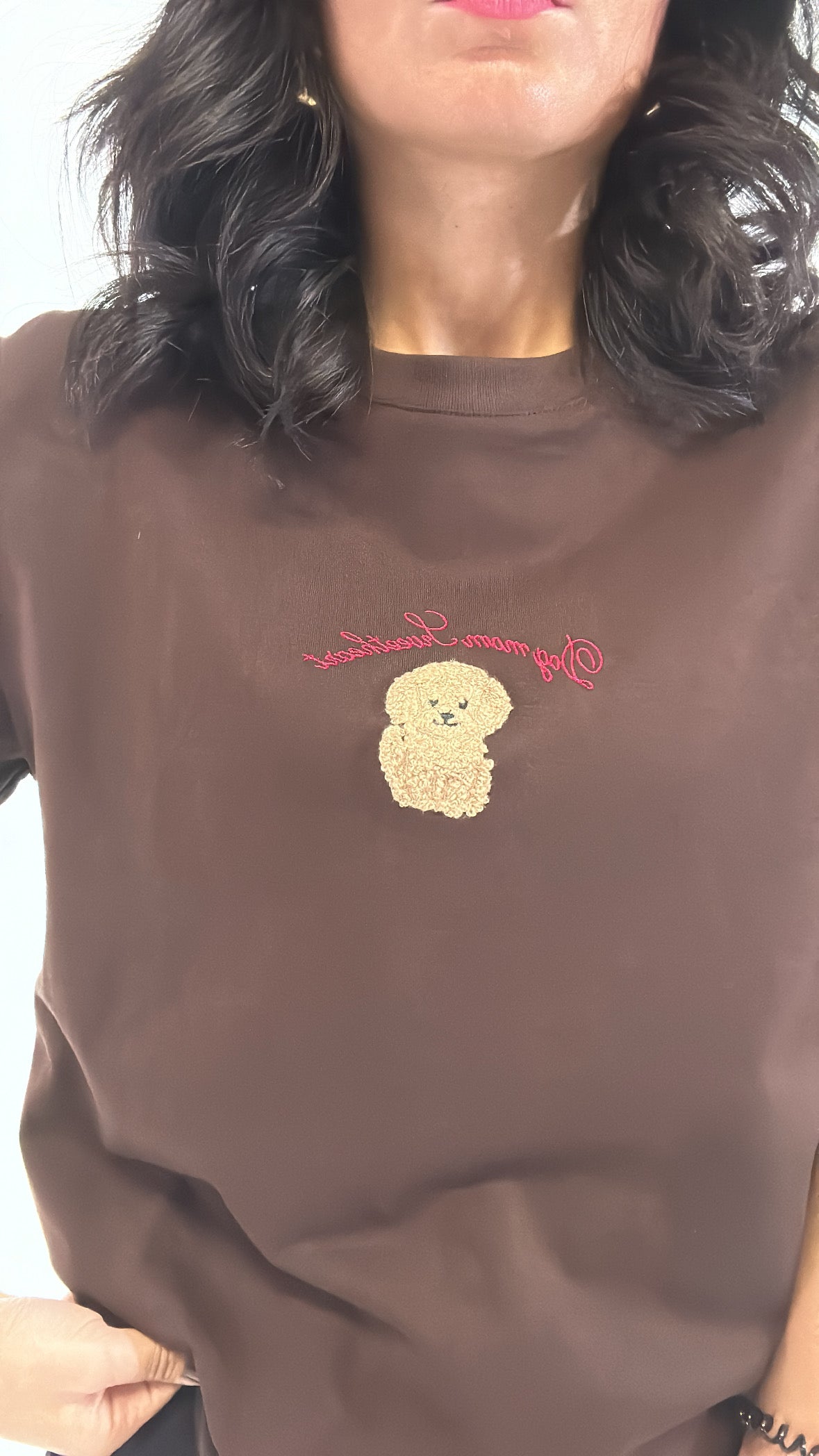 T-shirt LUMINA FACE DOG - MARRONE