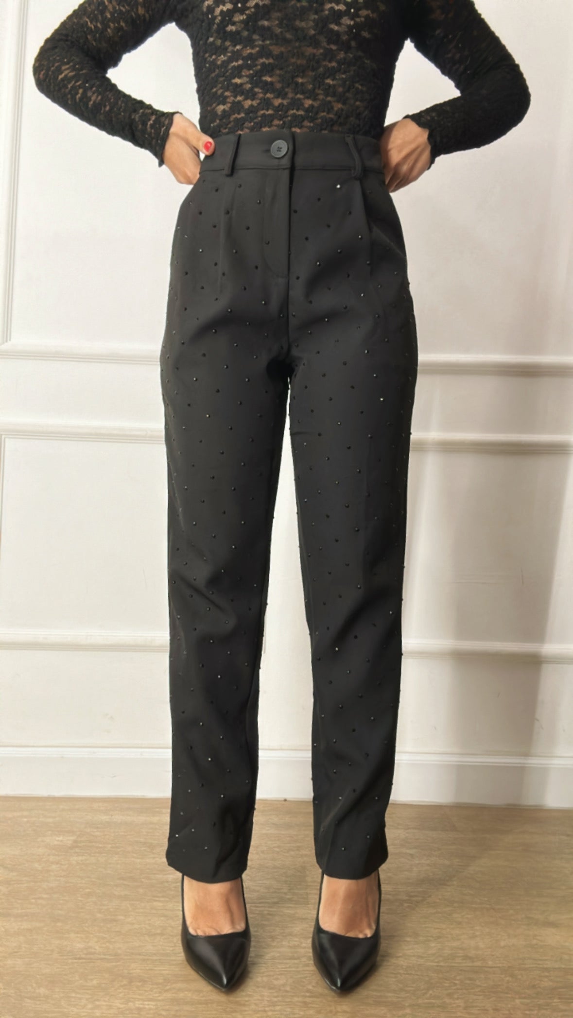 Pantalone CON BRILLANTINI - NERO