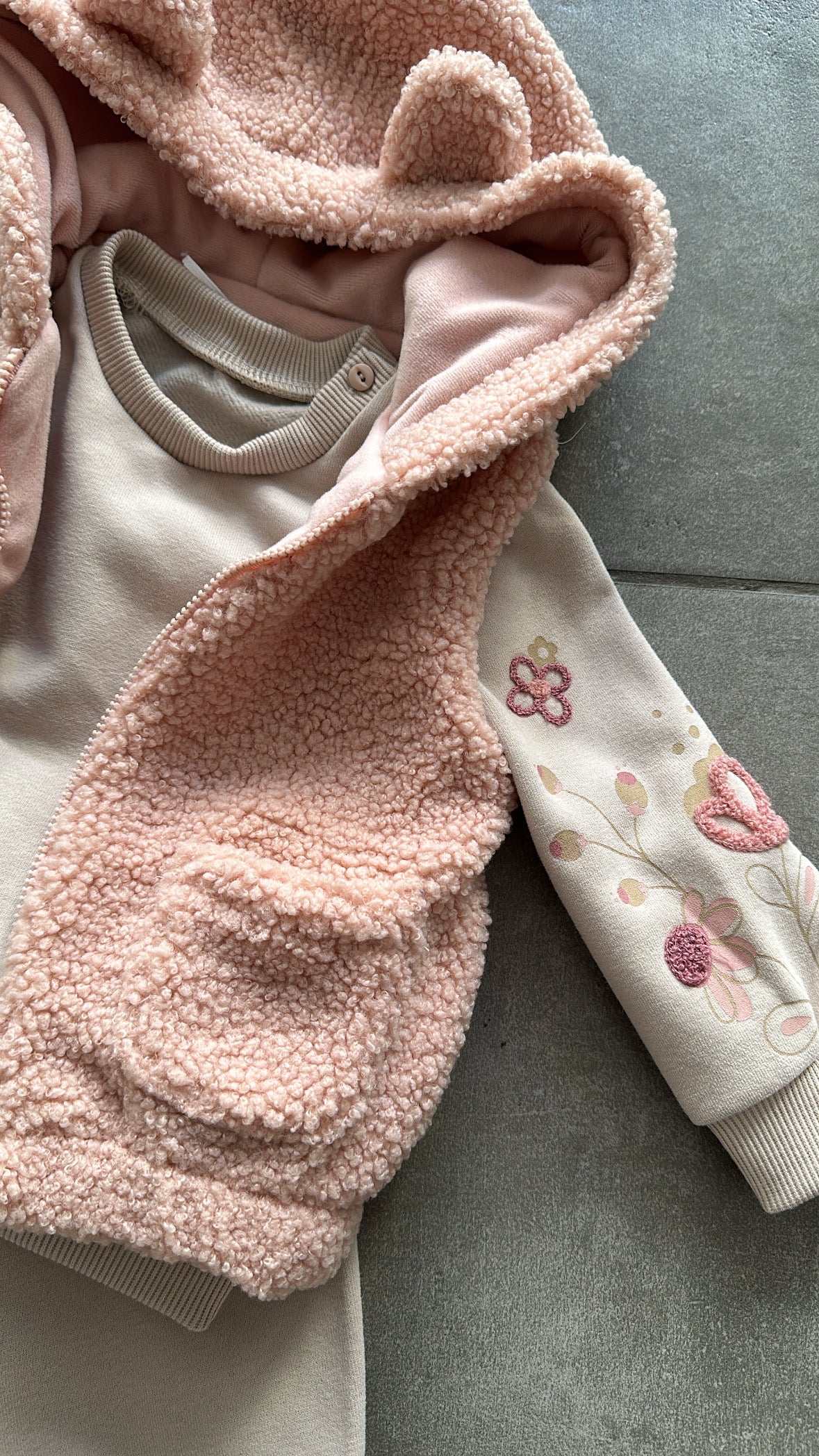Completo CON GIUBBINO TEDDY 12-36M - ROSA