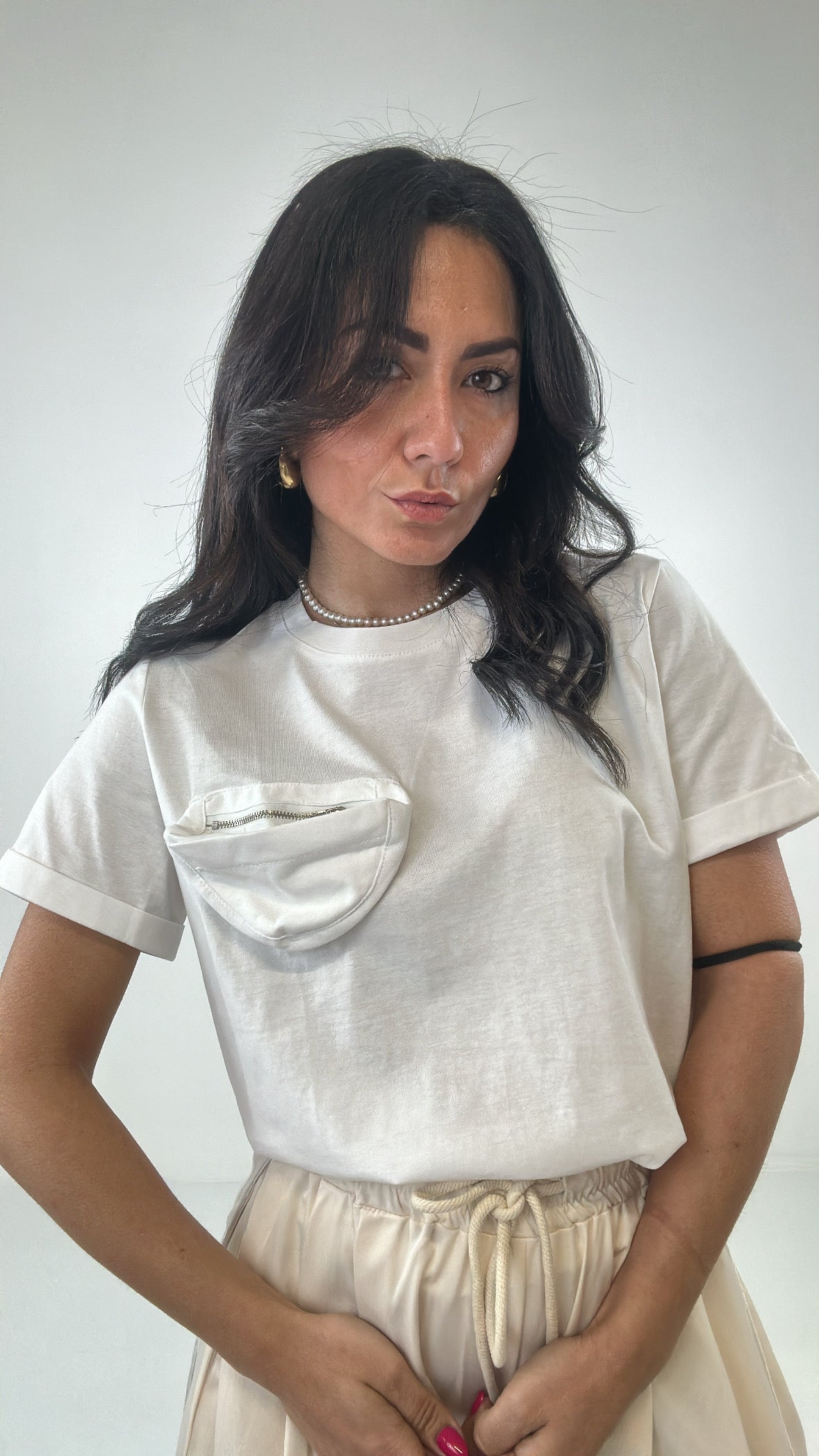 T-shirt TASCHINO CERNIERA - BIANCO
