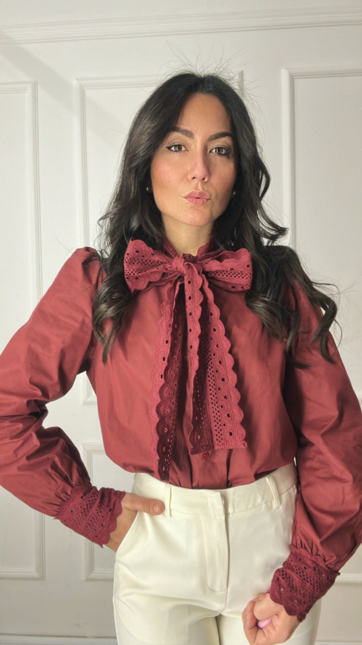 Camicia FIOCCO RICAMATO - BORDEAUX