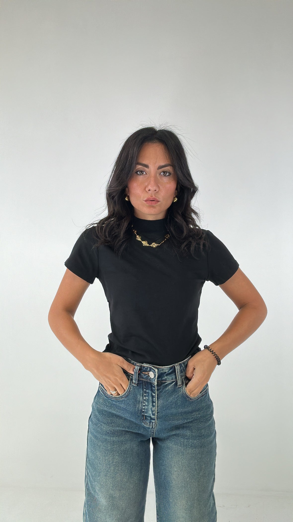 T-shirt MEZZOCOLLO - NERO