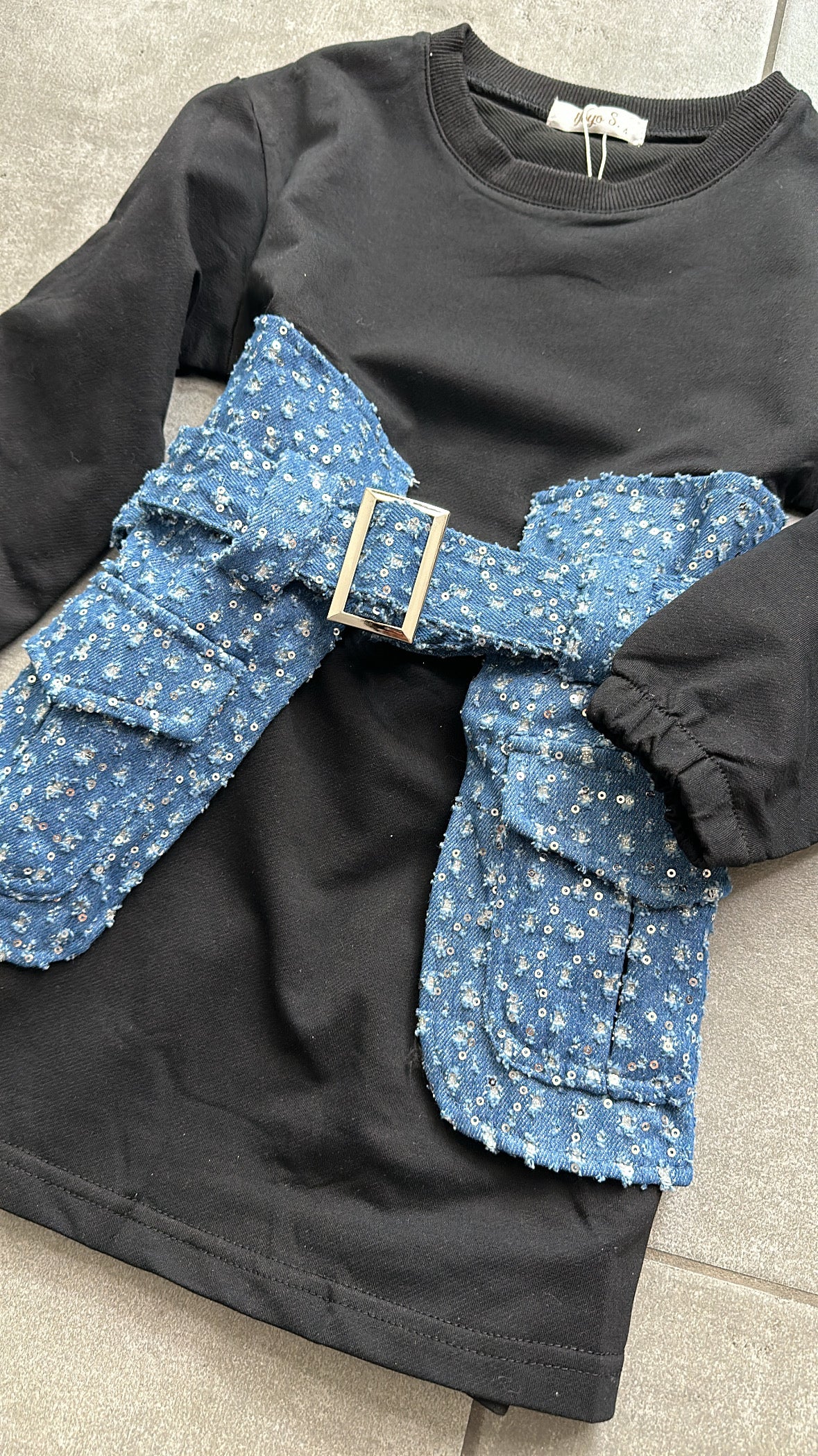 Vestitino CON PARTI IN JEANS 4-14A - NERO