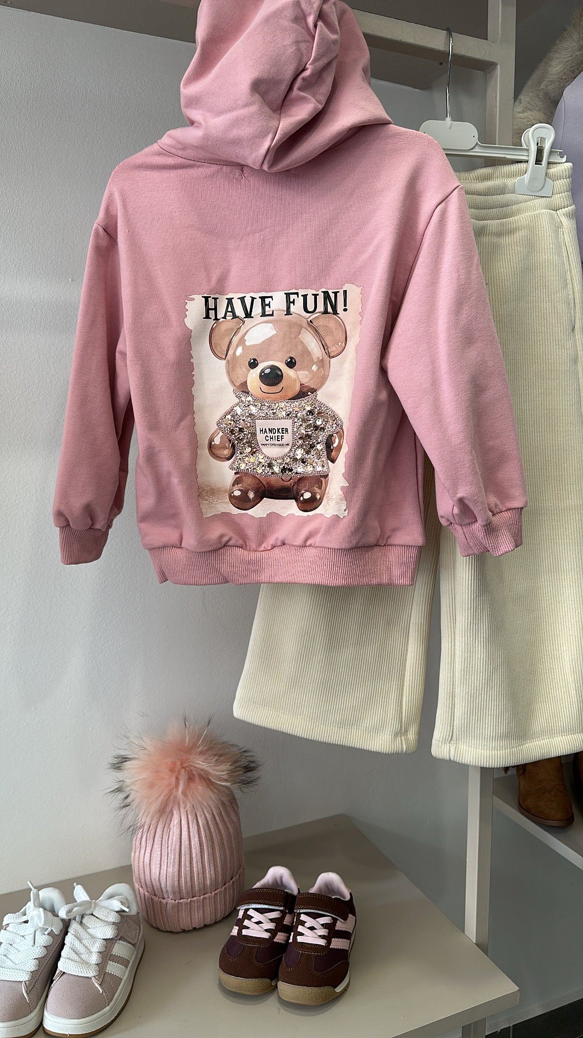 Pantalone PALAZZO IN VELLUTO 4-14A - PANNA