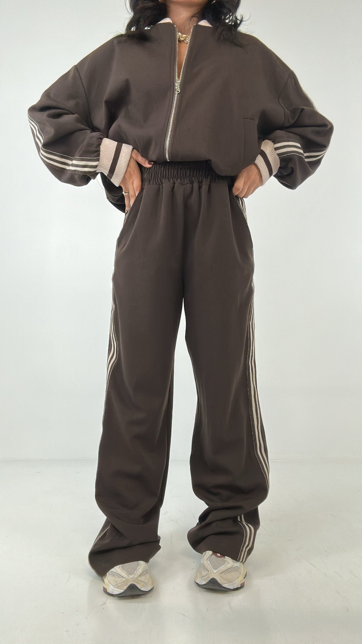 Pantalone LUMINA STRIPES - MARRONE