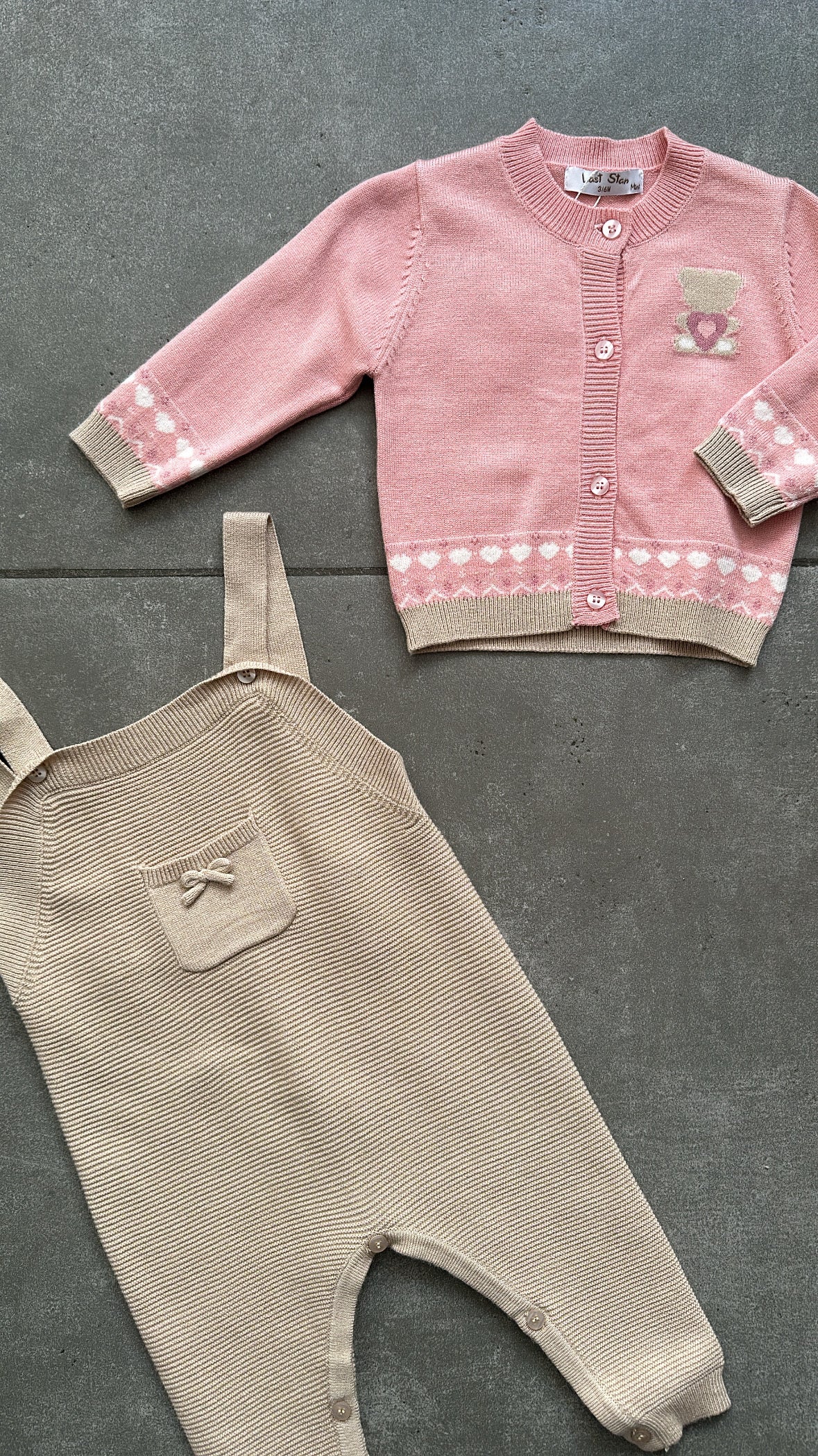 Salopette CON CARDIGAN 3-18M - ROSA