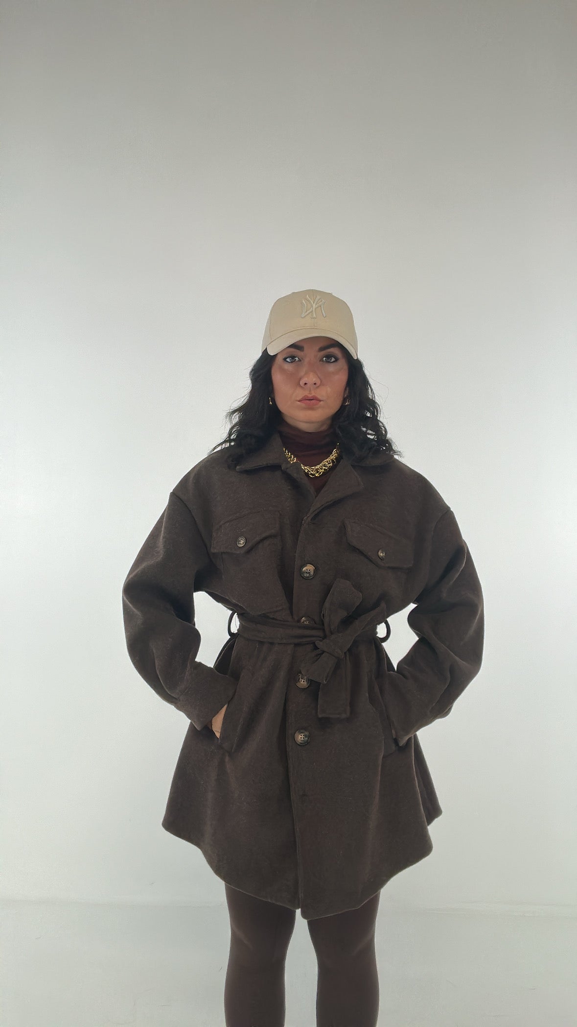 Camicione CALDO CON CINTURA - MARRONE