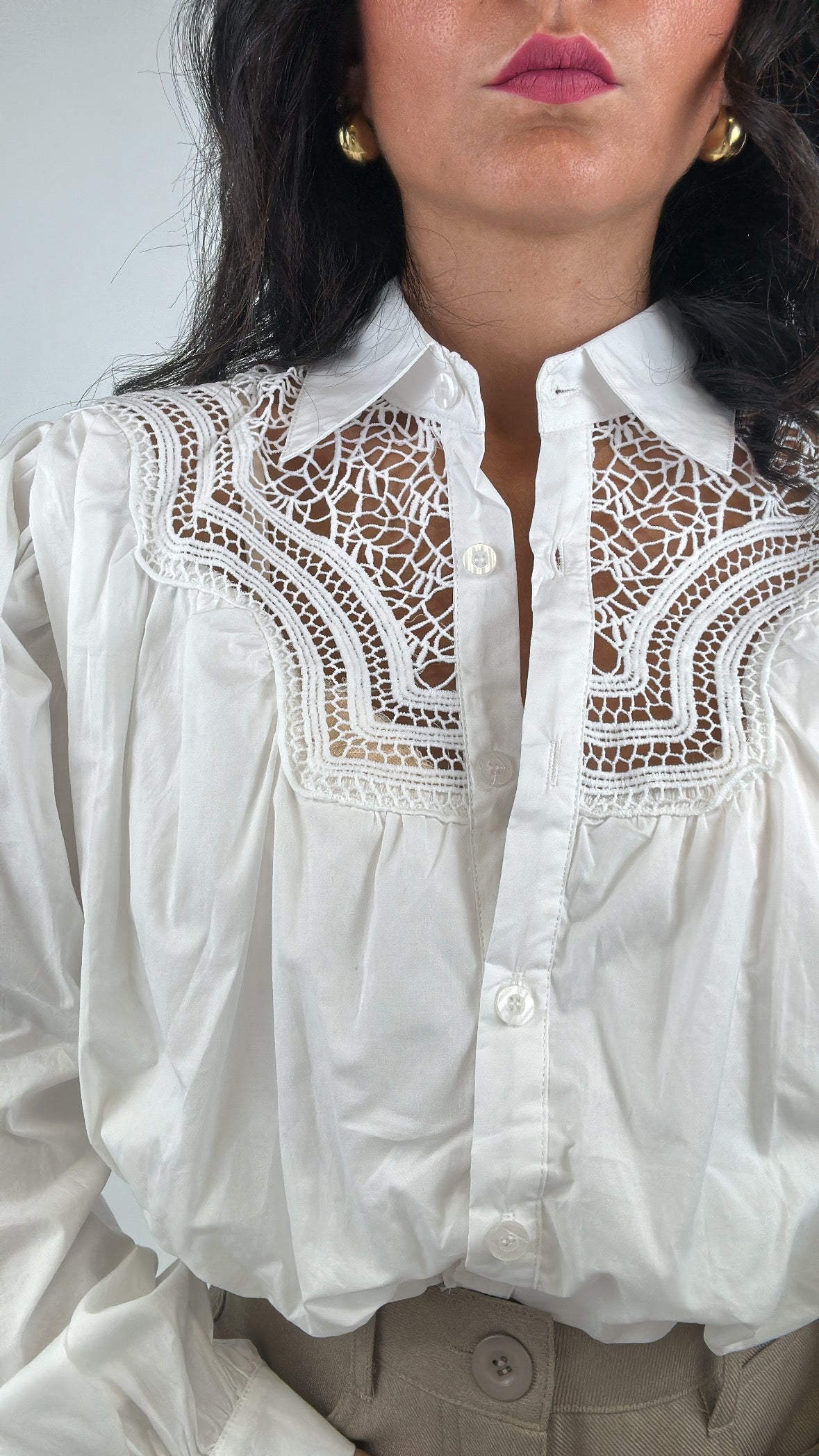 Camicia CROP RICAMO - BIANCO