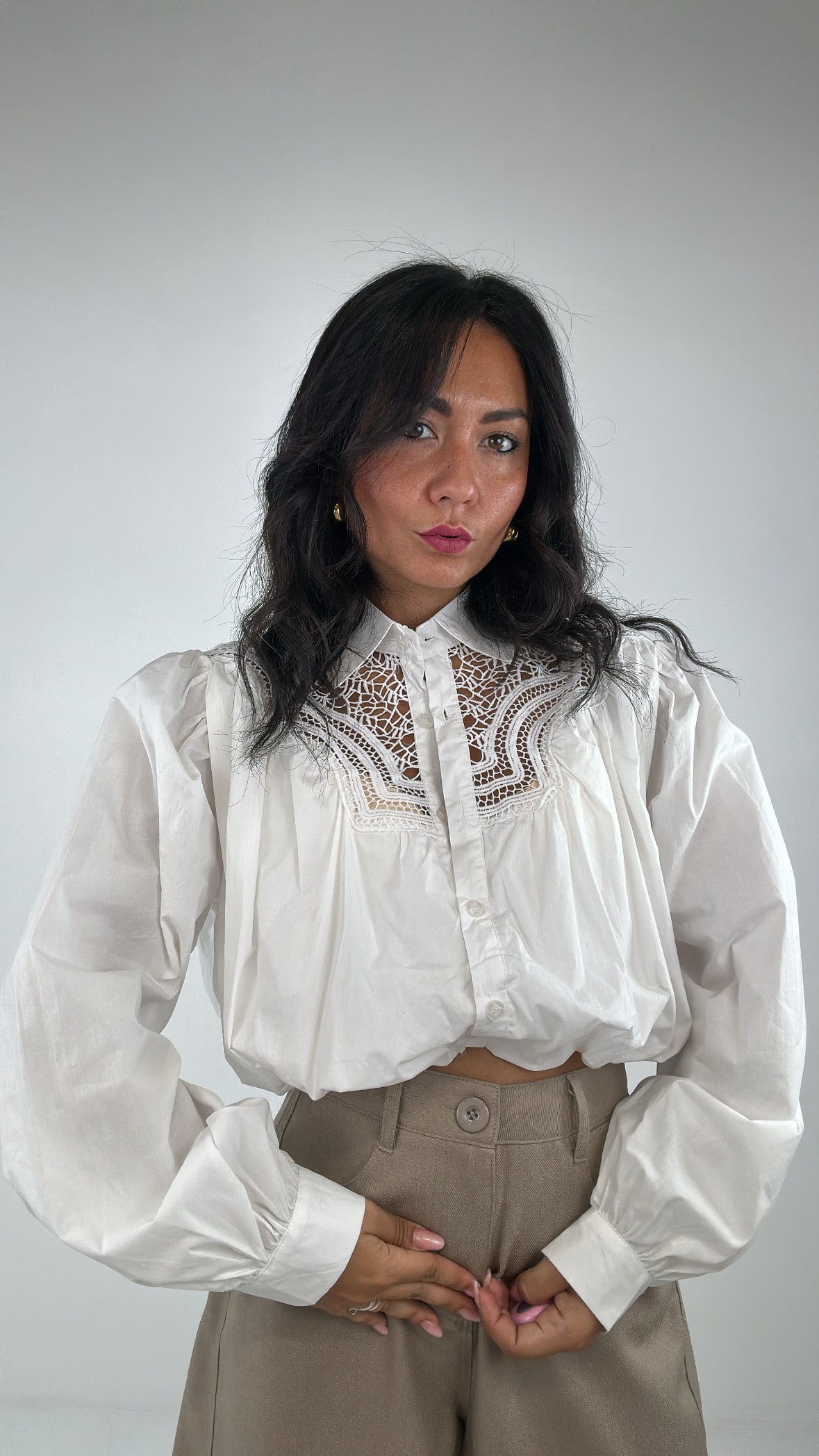 Camicia CROP RICAMO - BIANCO