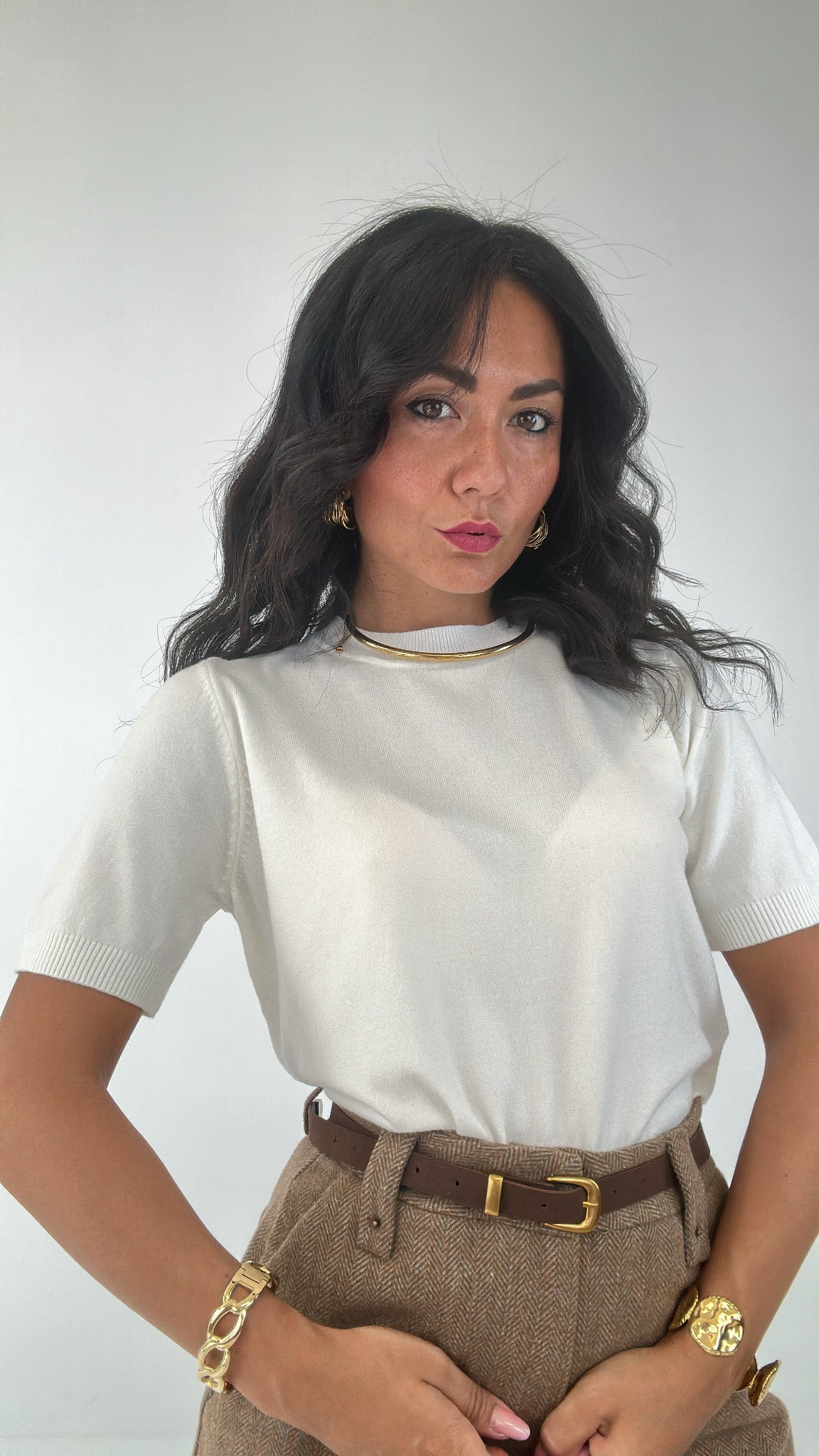 Maglia IN FILO MEZZA MANICA - BIANCO