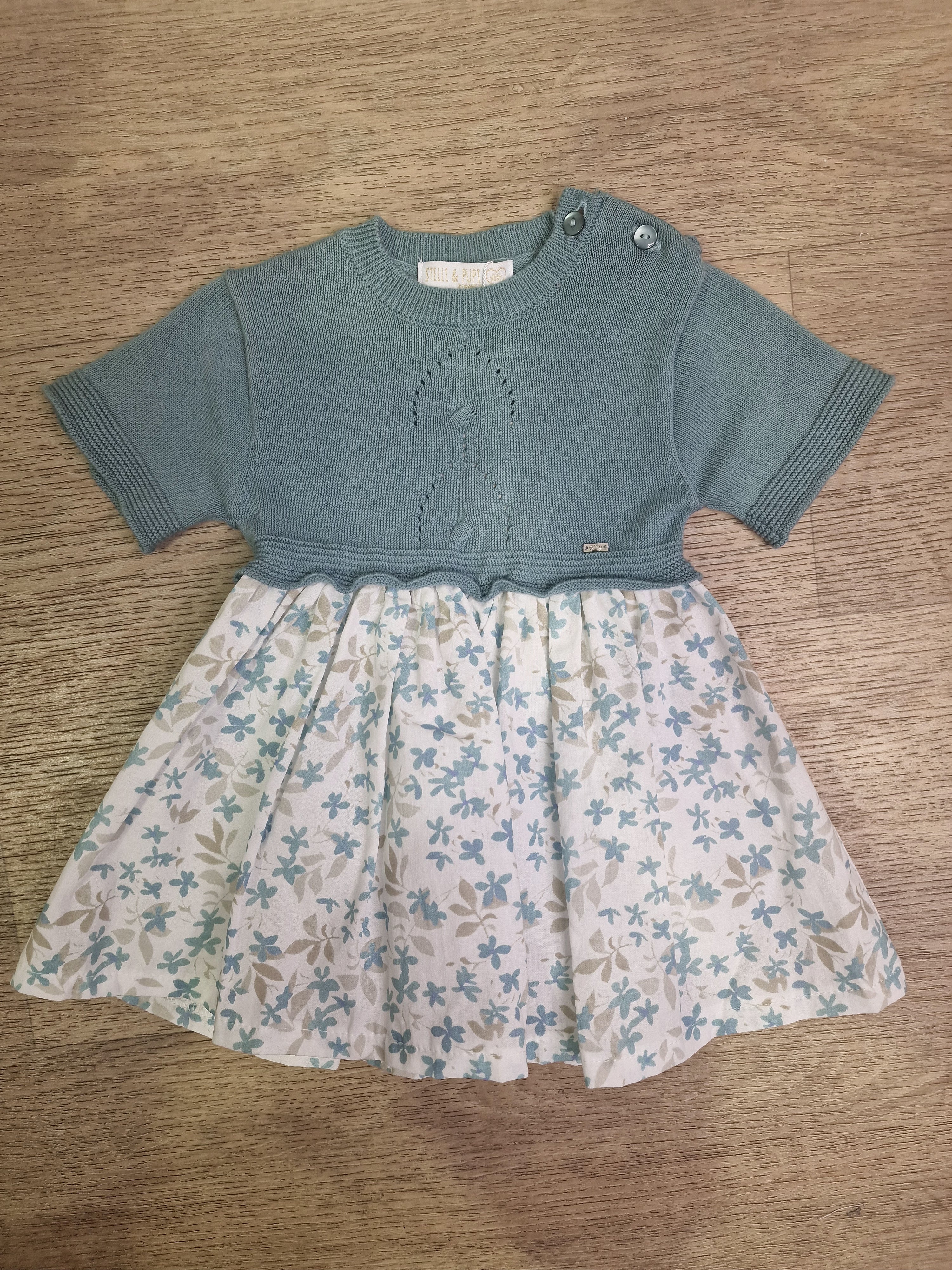 Vestitino MAGLIA E FIORI 3-24M - VERDE