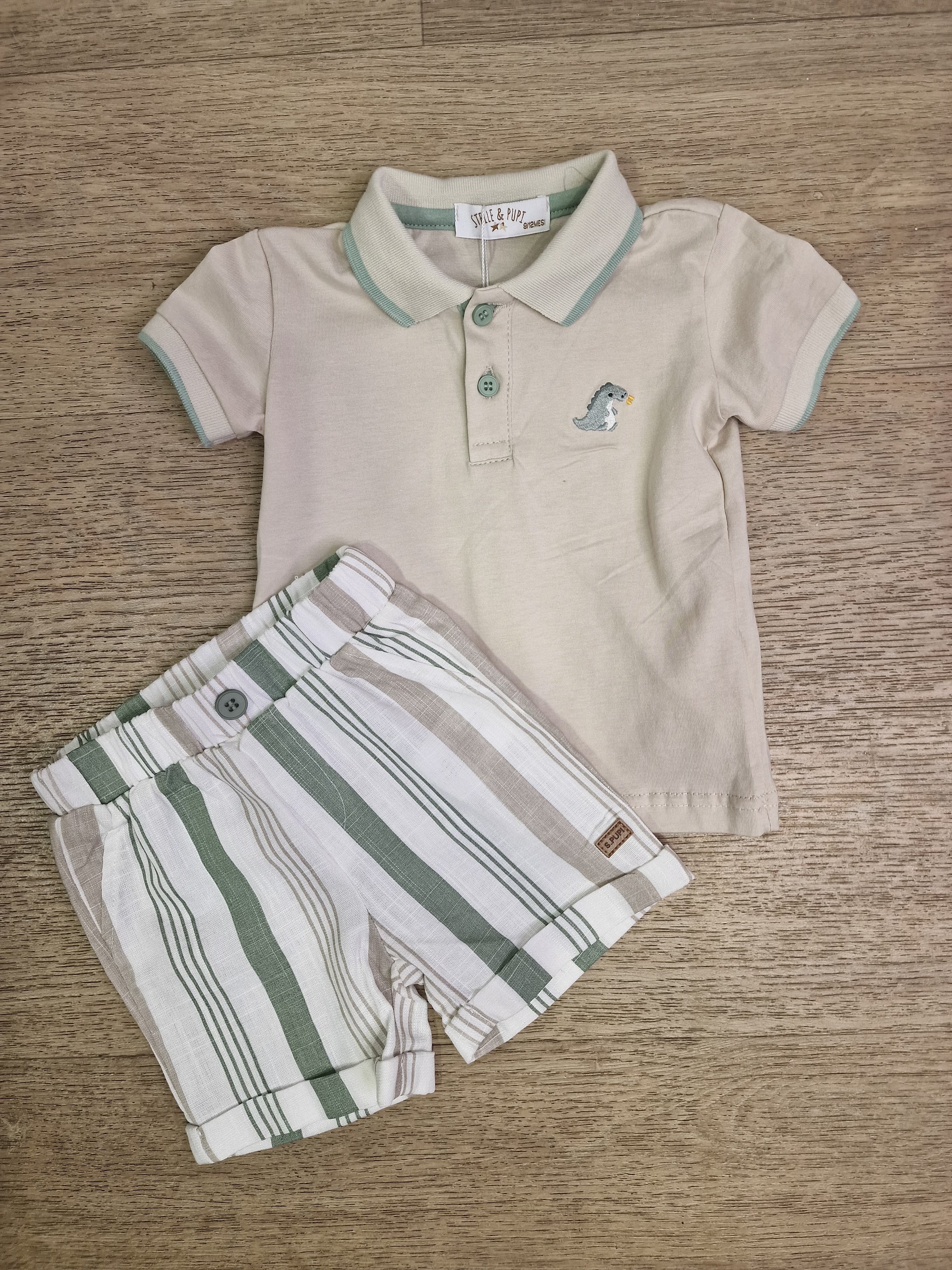 Completo POLO DINOSAURO 3-18M - BEIGE