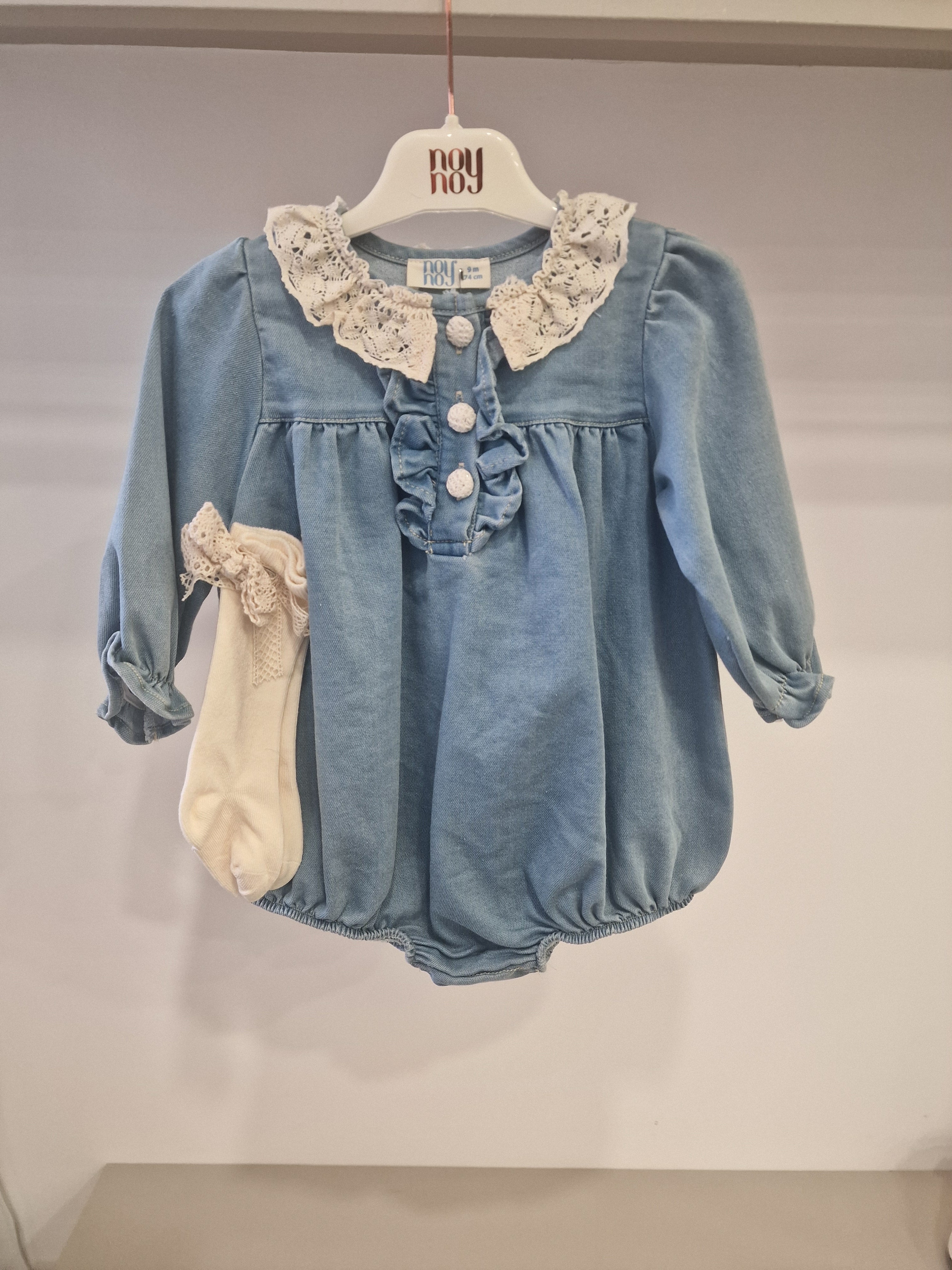 Pagliaccetto IN JEANS CON PARIGINE 9-24M - JEANS