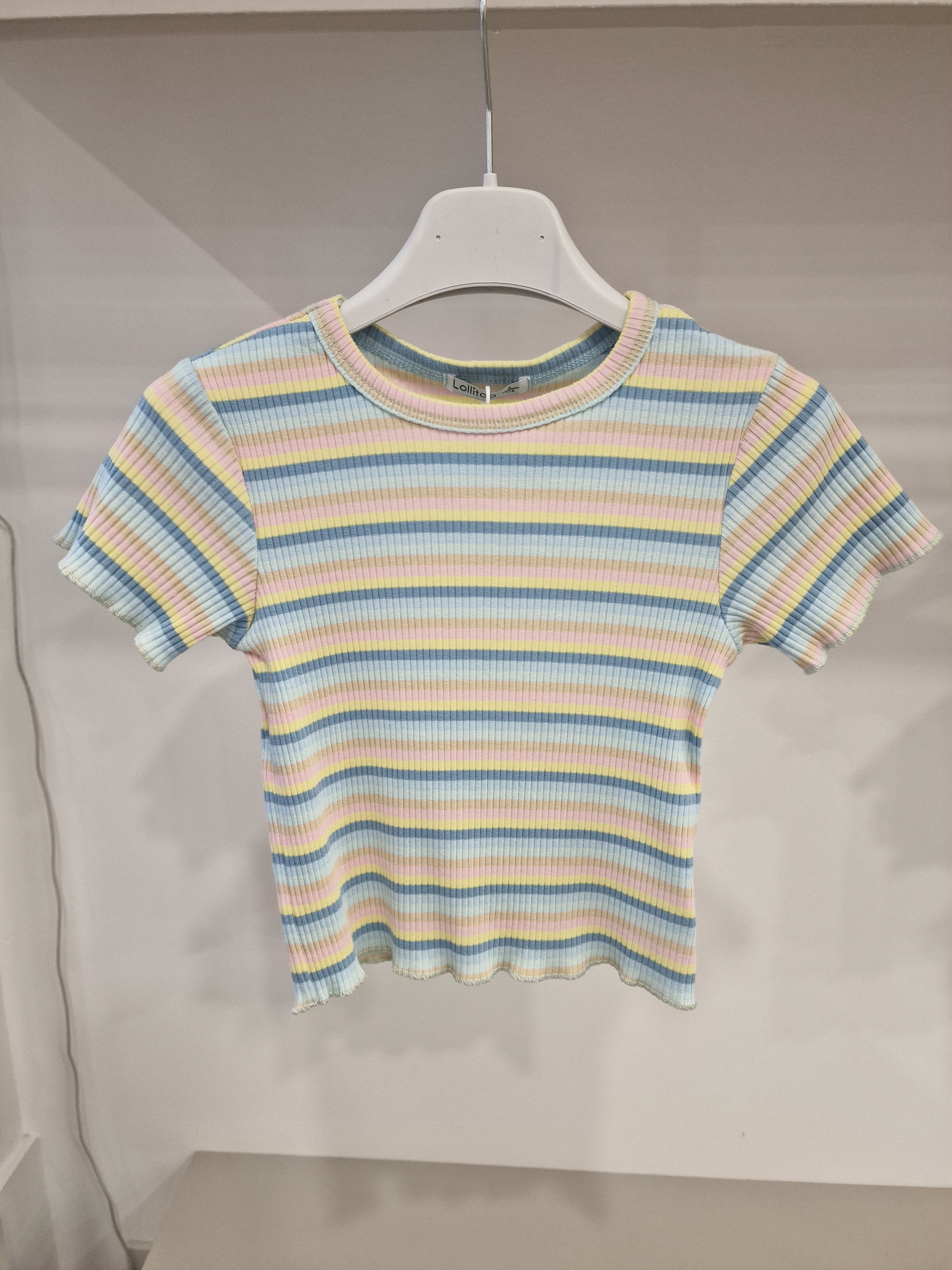 T-shirt RIGHE 4-12A - CELESTE