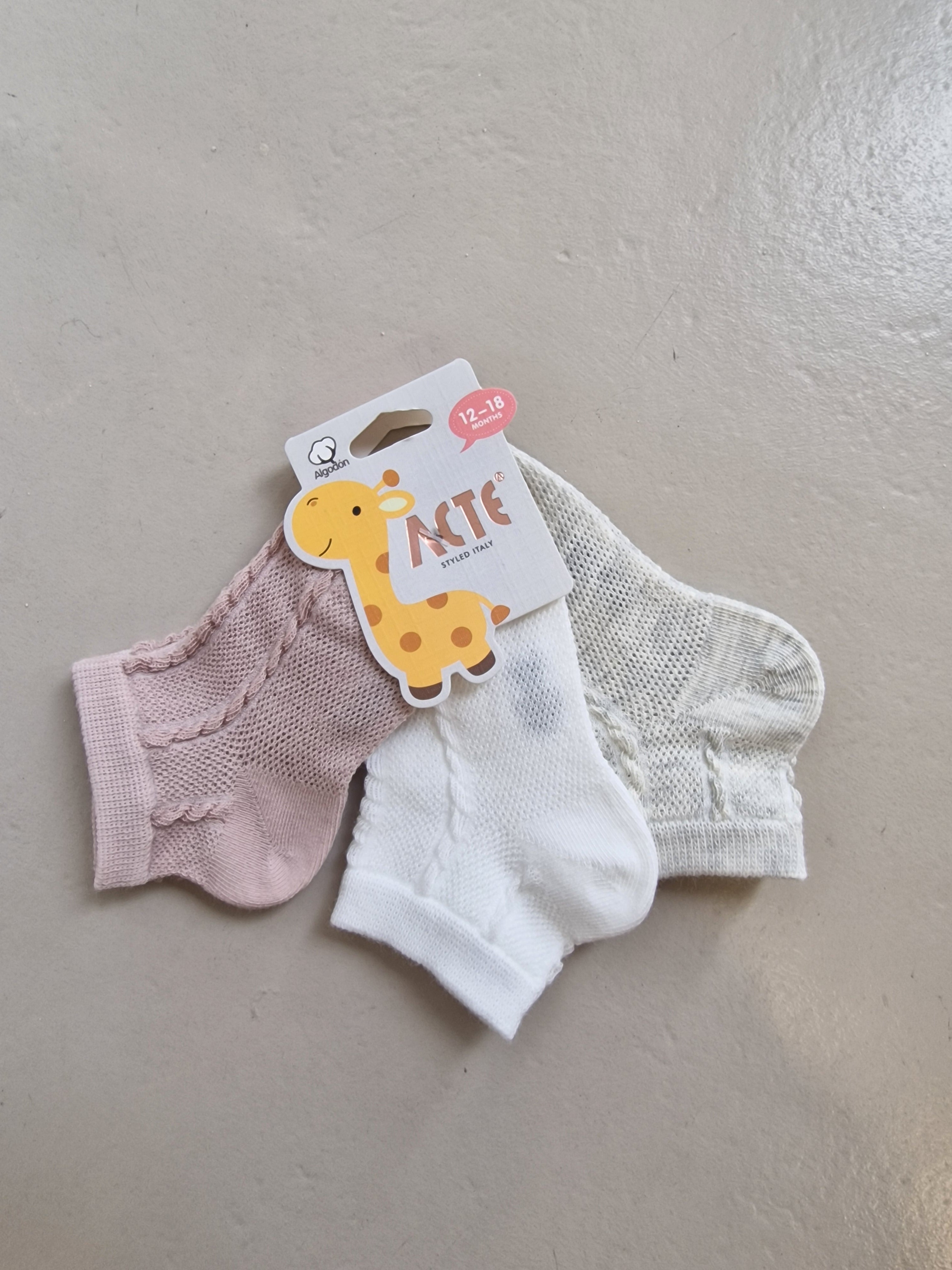 Tris CALZINI TRAFORATI 0-24M - LILLA
