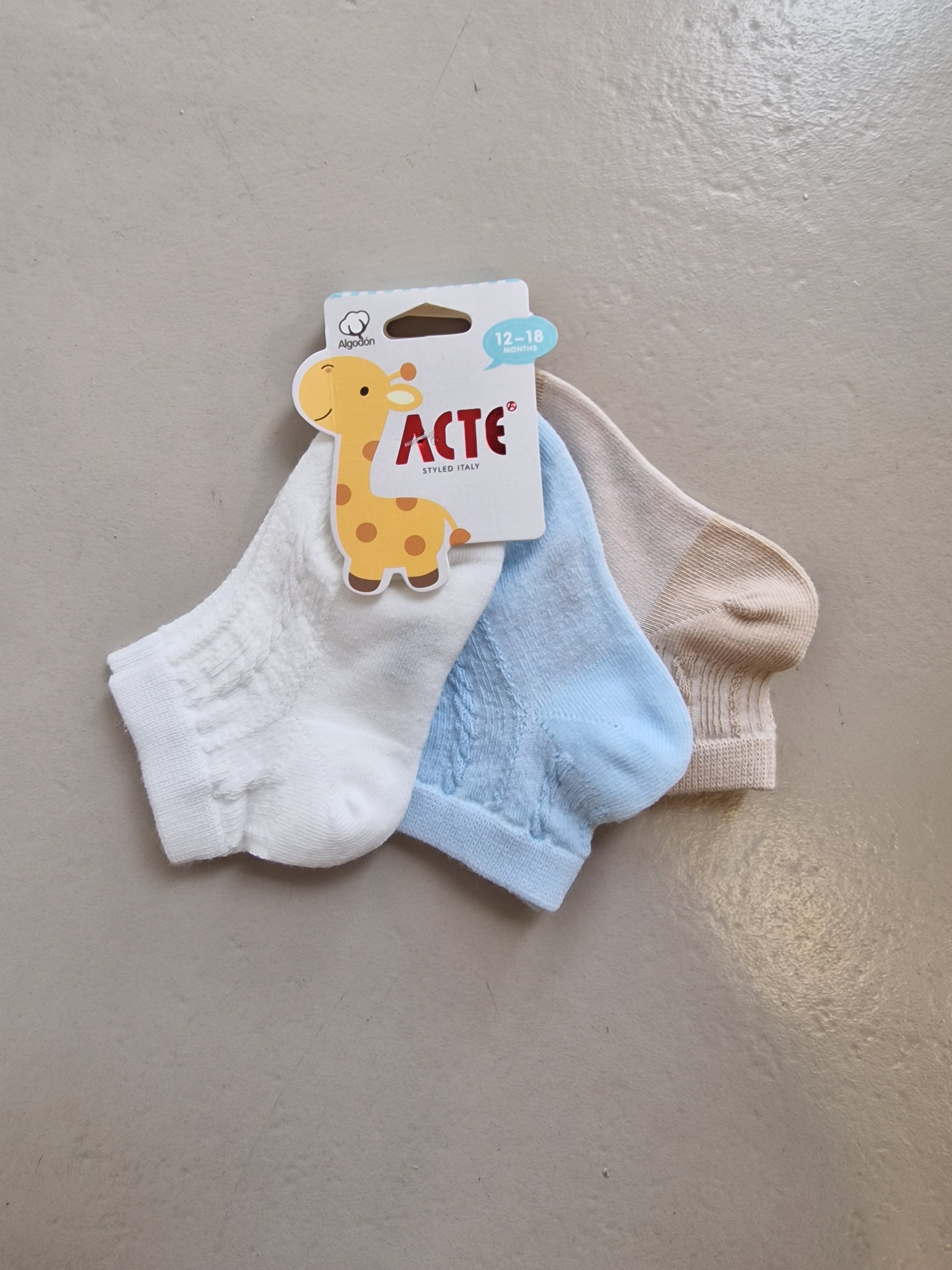Tris CALZINI TRAFORATI 0-24M - BIANCO