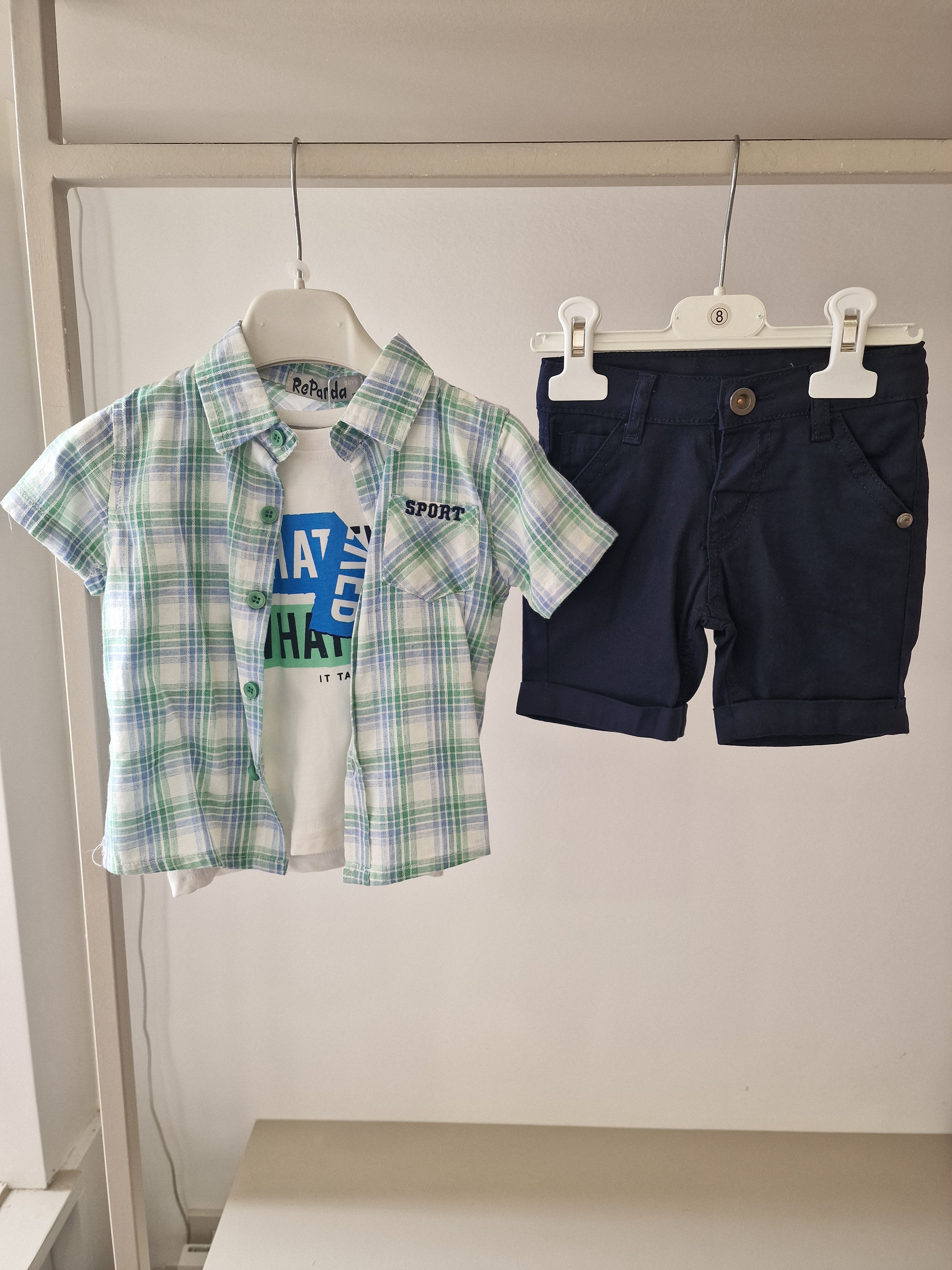 Completo CAMICIA QUADRETINI 12-36M - VERDE