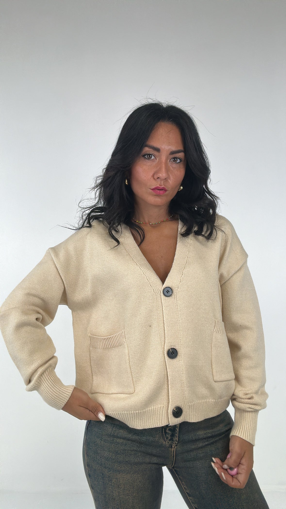 Cardigan BASIC NEW - BEIGE