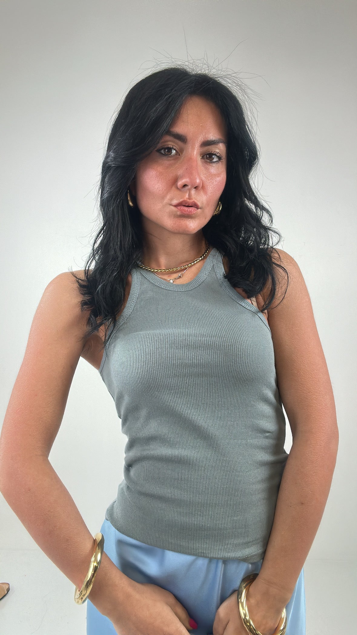Canotta BASIC SCOLLO - AZZURRO