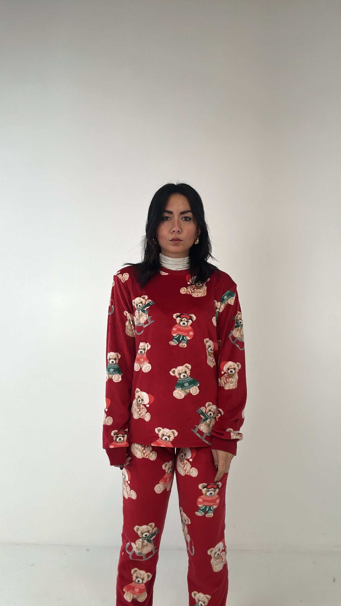 Pigiama UOMO DONNA MICRO-PILE ORSETTO - ROSSO