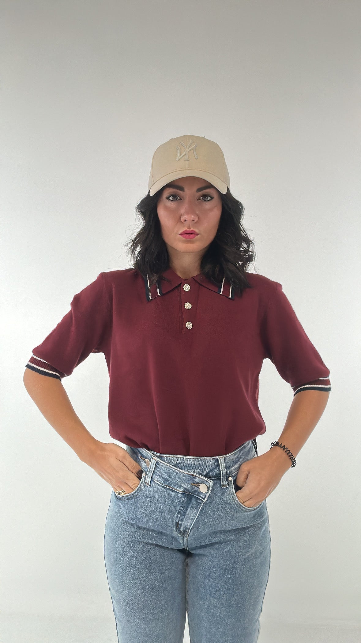 Polo IN MAGLIA PROFILATA - BORDEAUX