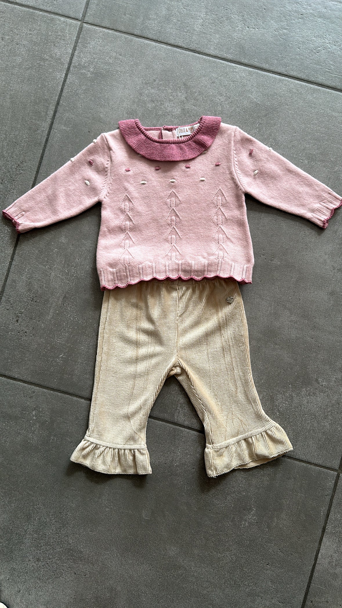 Completo CON PANTALONE RICCIO 3-18M - ROSA