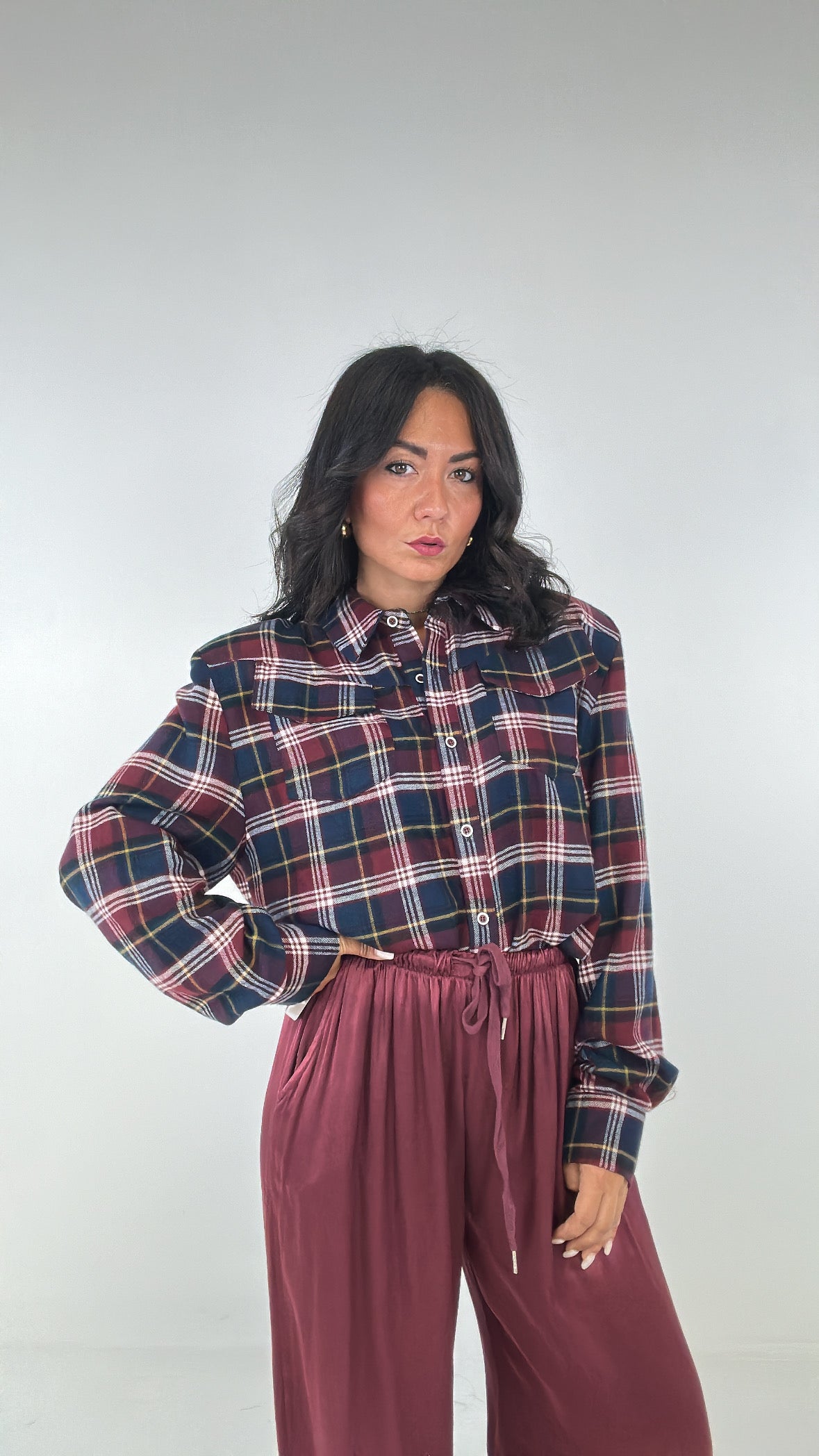 Camicia LUMINA SPALLINA QUADRI - BLU