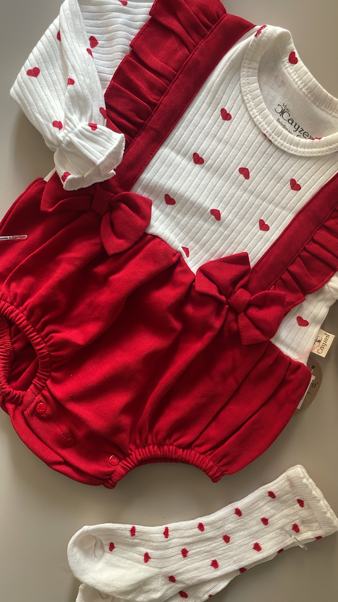 Pagliaccetto CUORICINI 3-12M - ROSSO