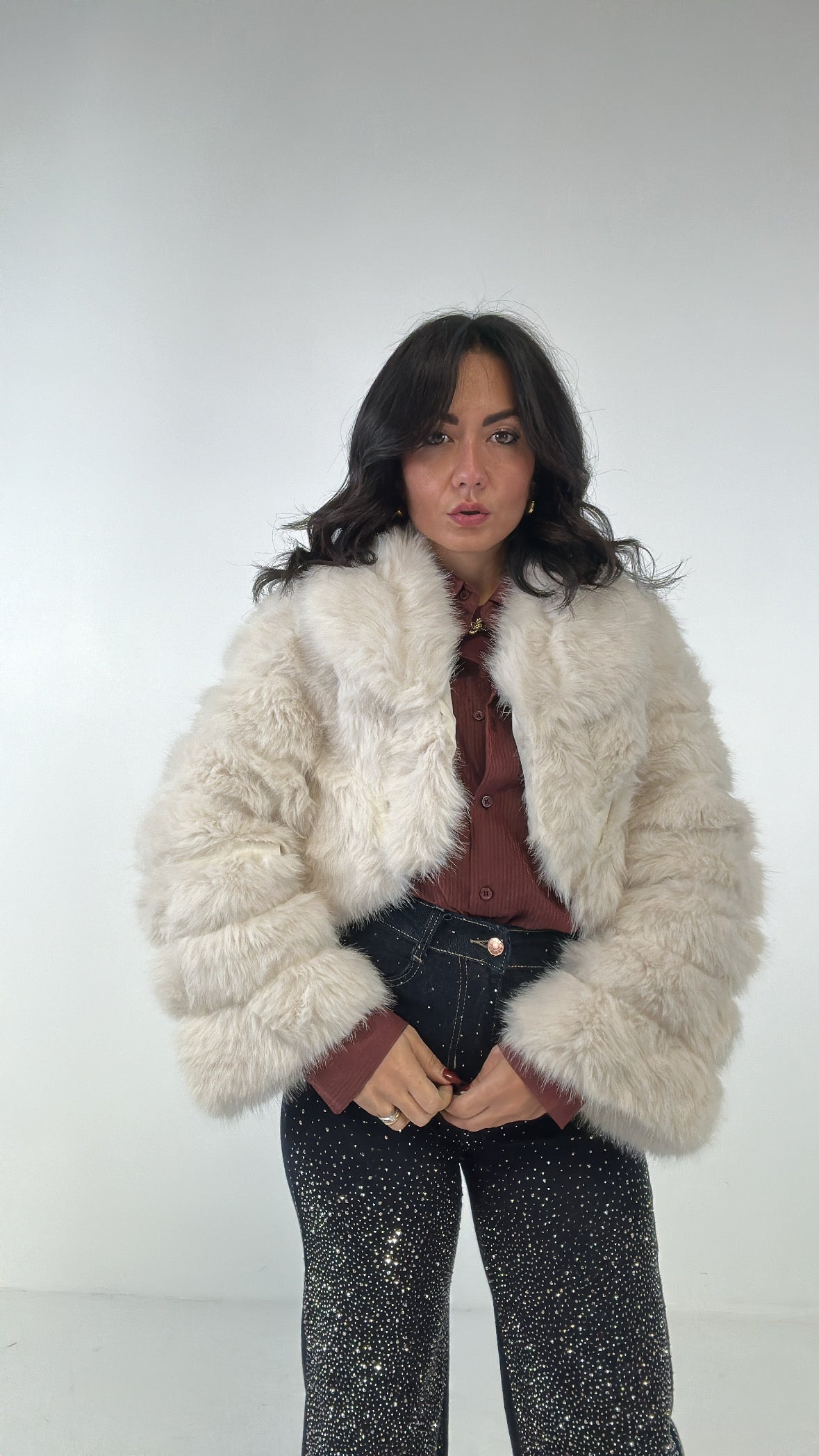 Ecopelliccia CROP TRAPUNTATA - BIANCO