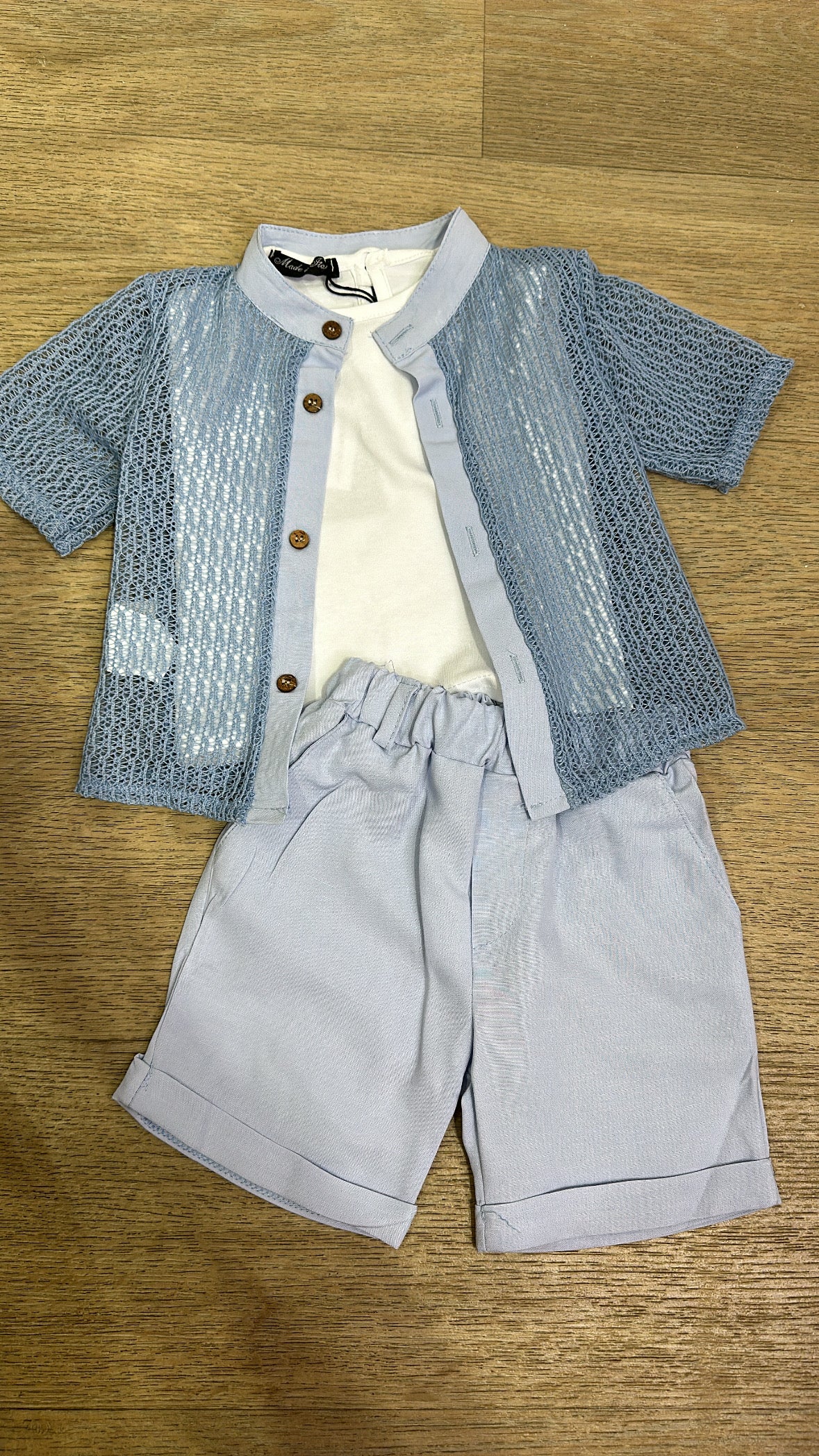 Completo TRAFORATO RENZI 9-36M - AZZURRO