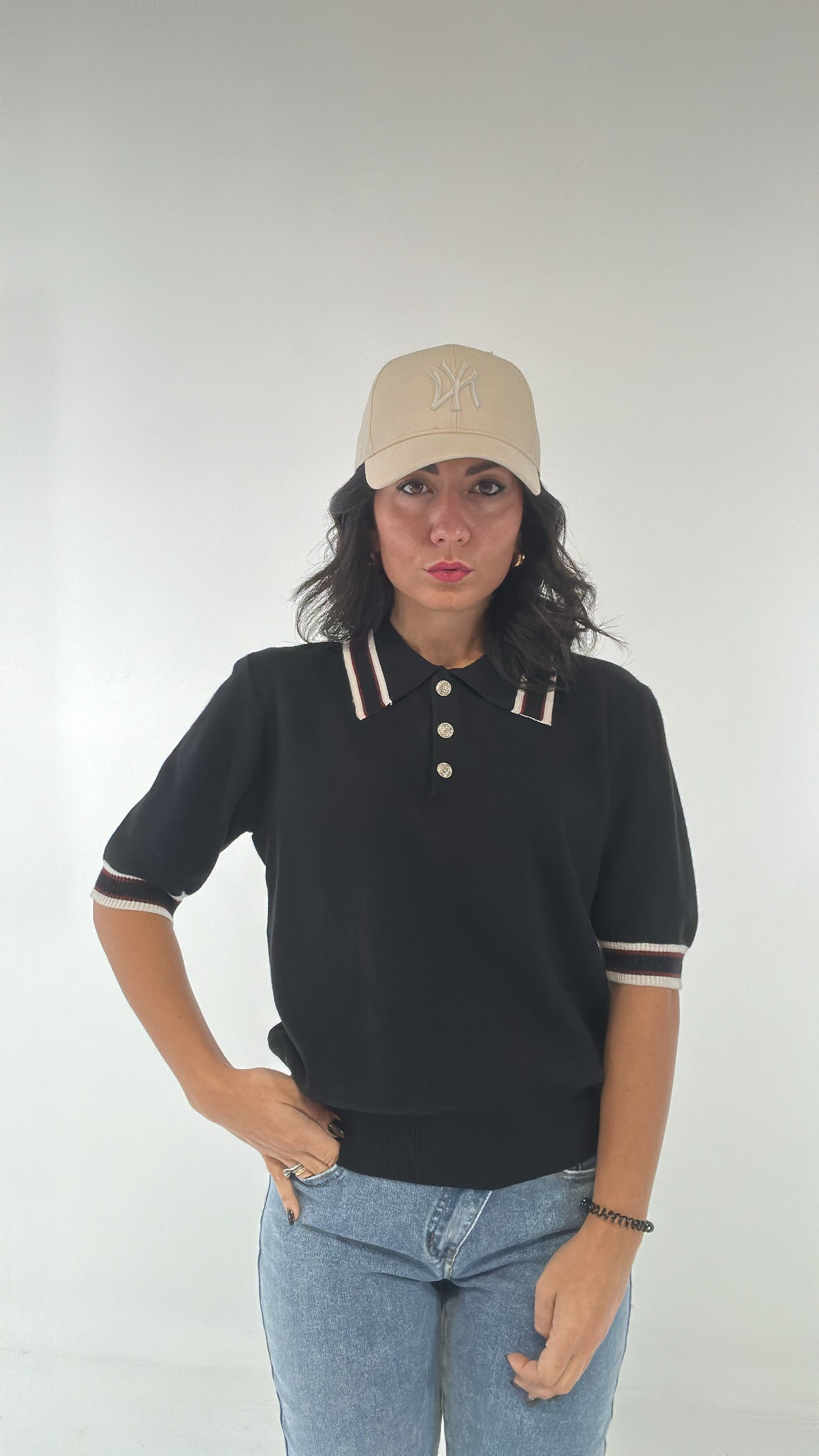 Polo IN MAGLIA PROFILATA - NERO
