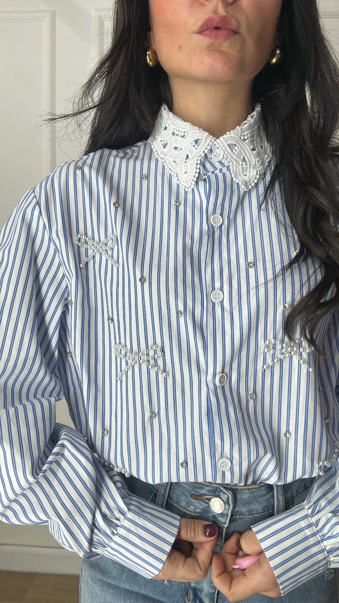 Camicia COLLETTO E FIOCCHETTI - CELESTE