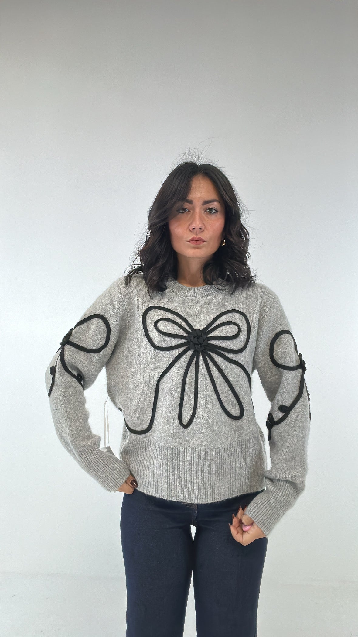 Pull MEGA FIORE - GRIGIO