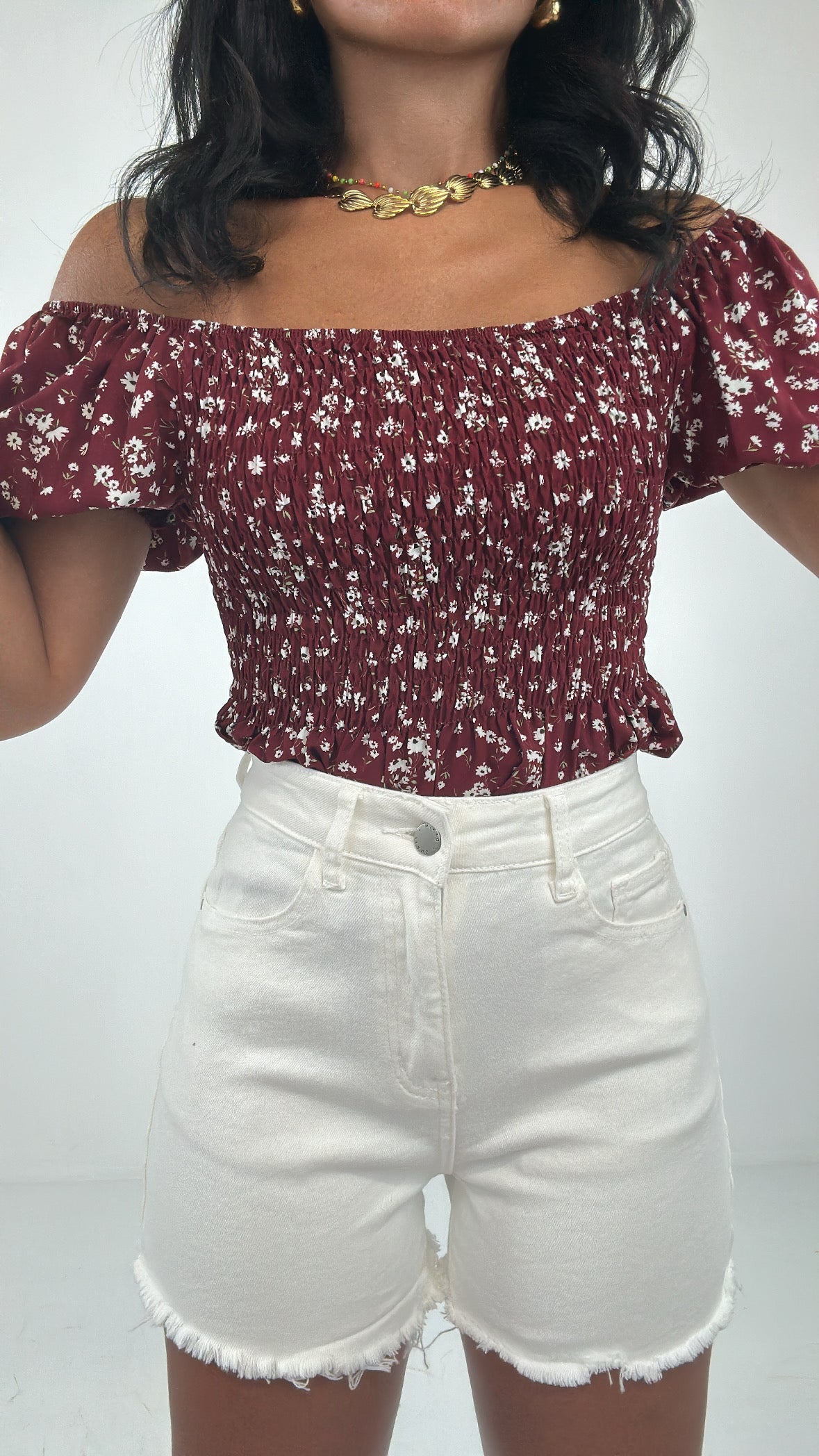 Shorts JEANS SFRANGIATO - BIANCO