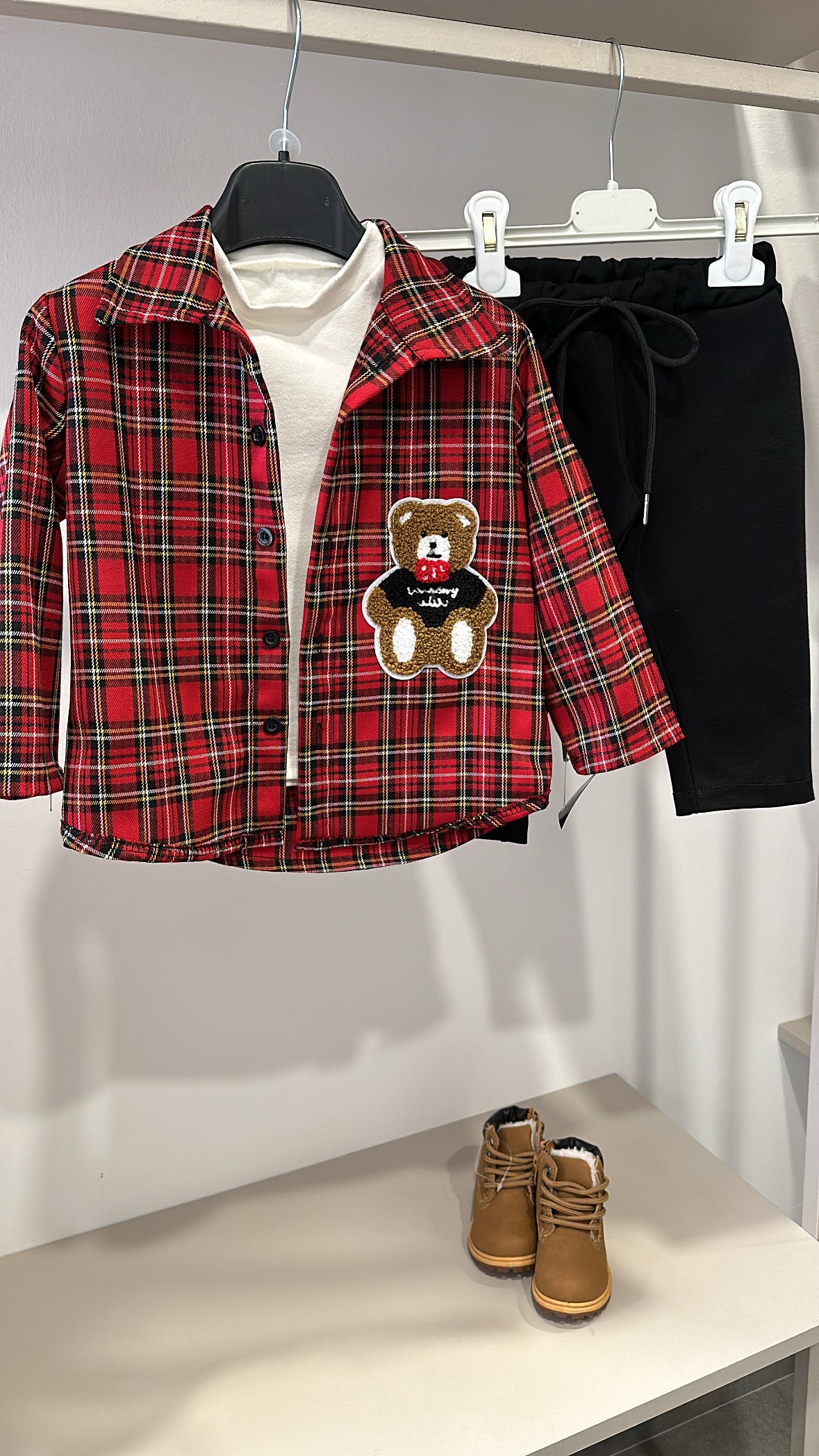 Completo ORSETTO QUADRI 9-36M - ROSSO