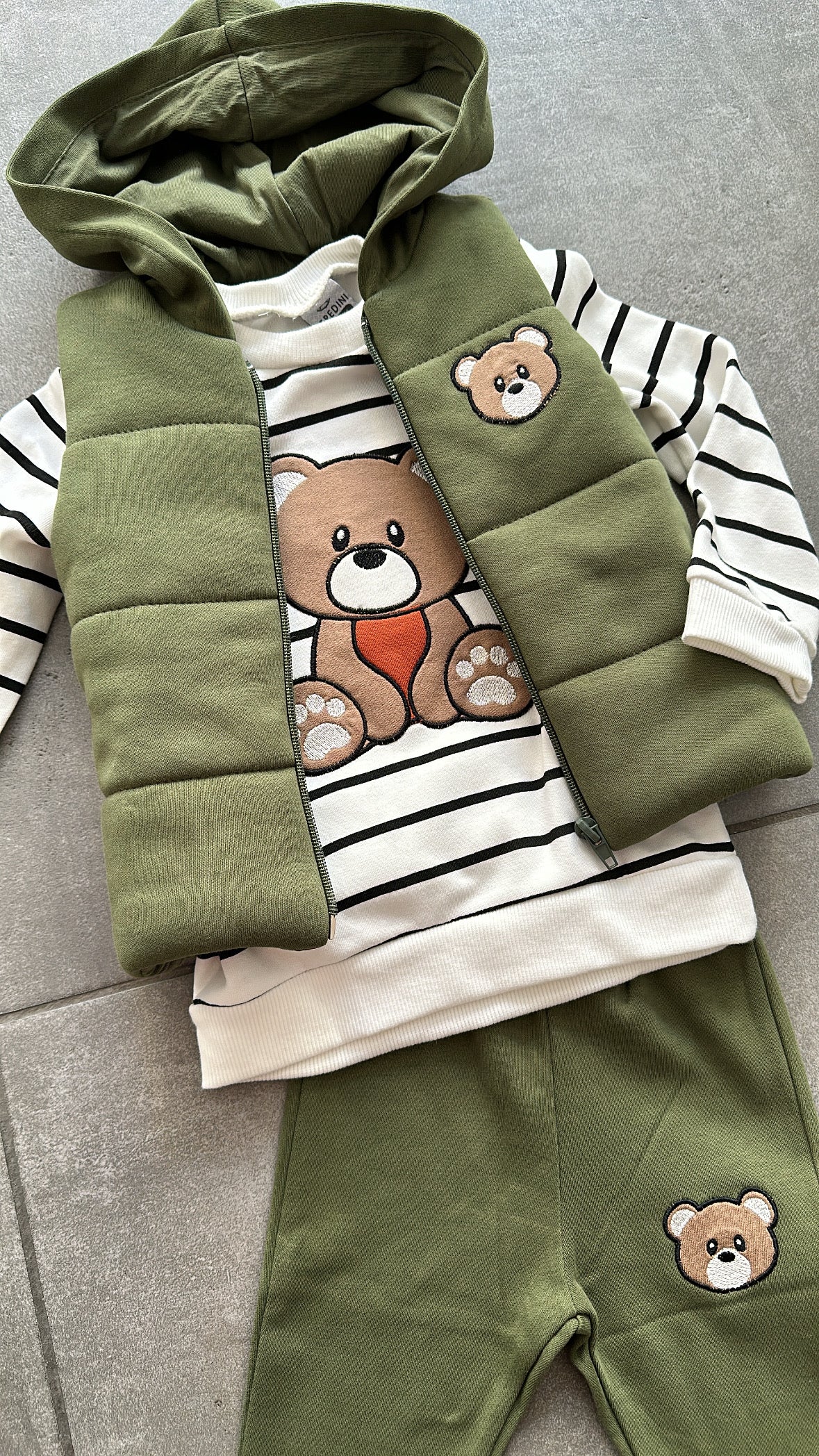 Coordinato SMANICATO ORSETTO 6-24M - VERDE MILITARE
