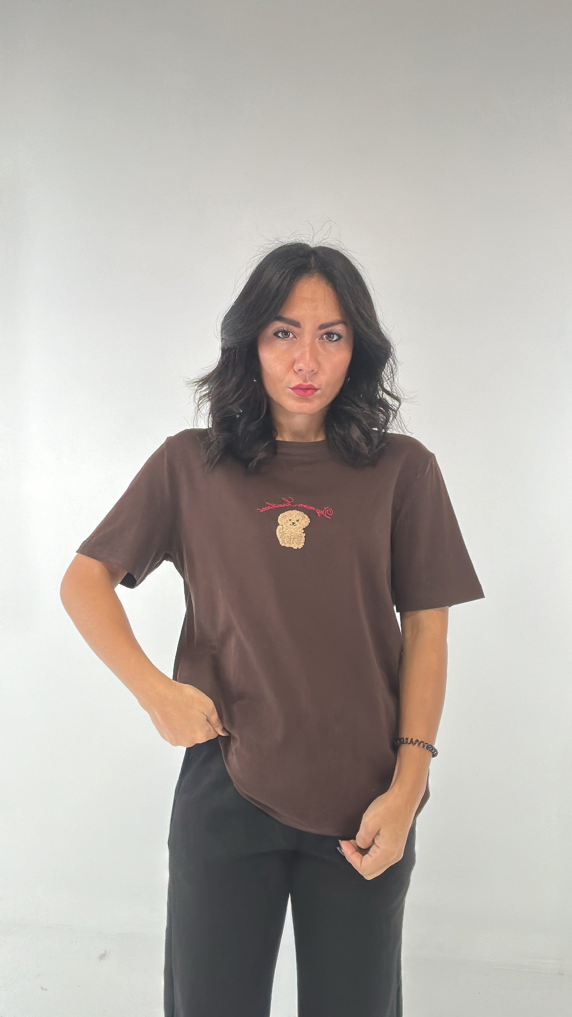 T-shirt LUMINA FACE DOG - MARRONE