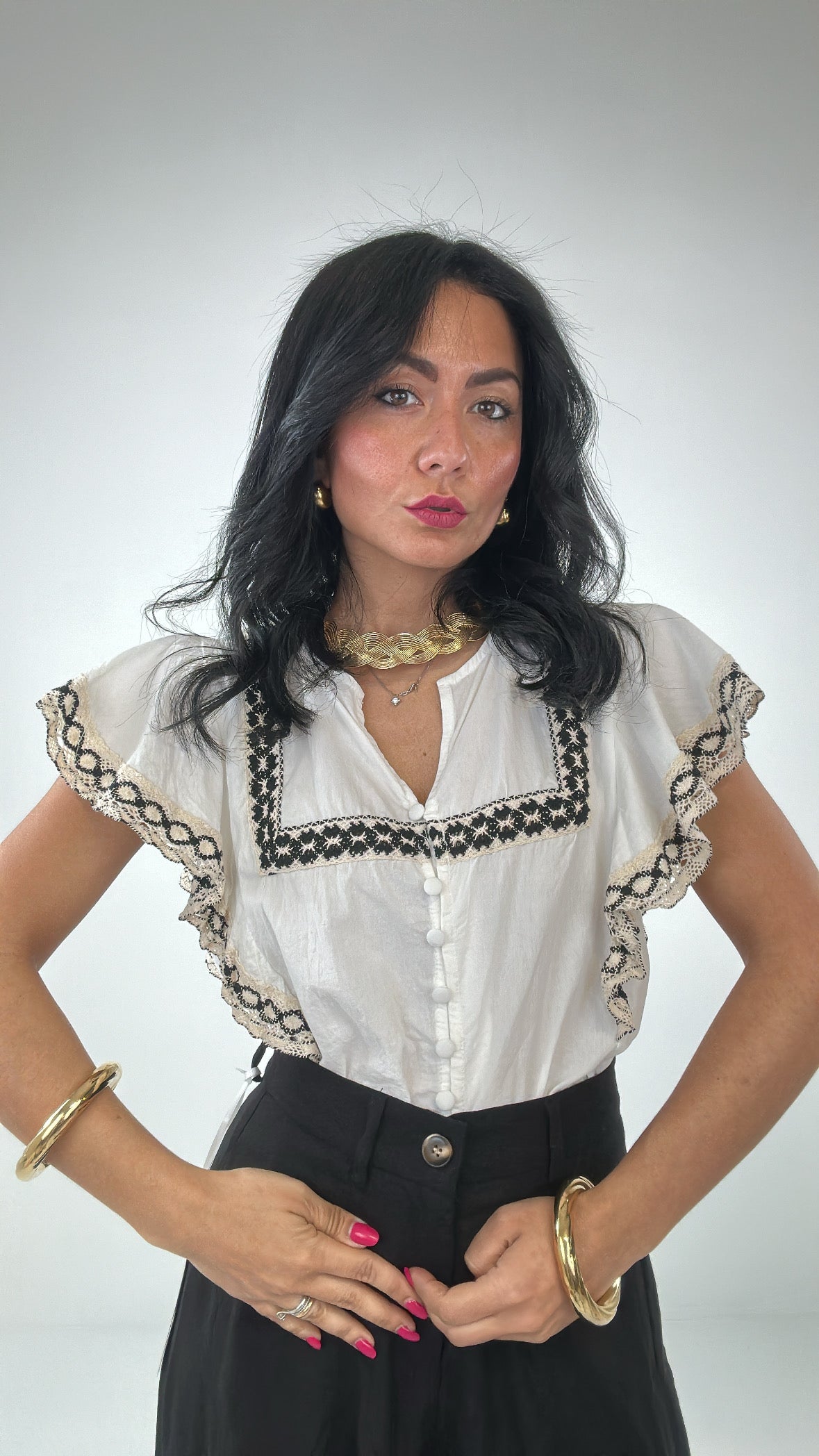 Camicia RICAMO AFRICA - BIANCO