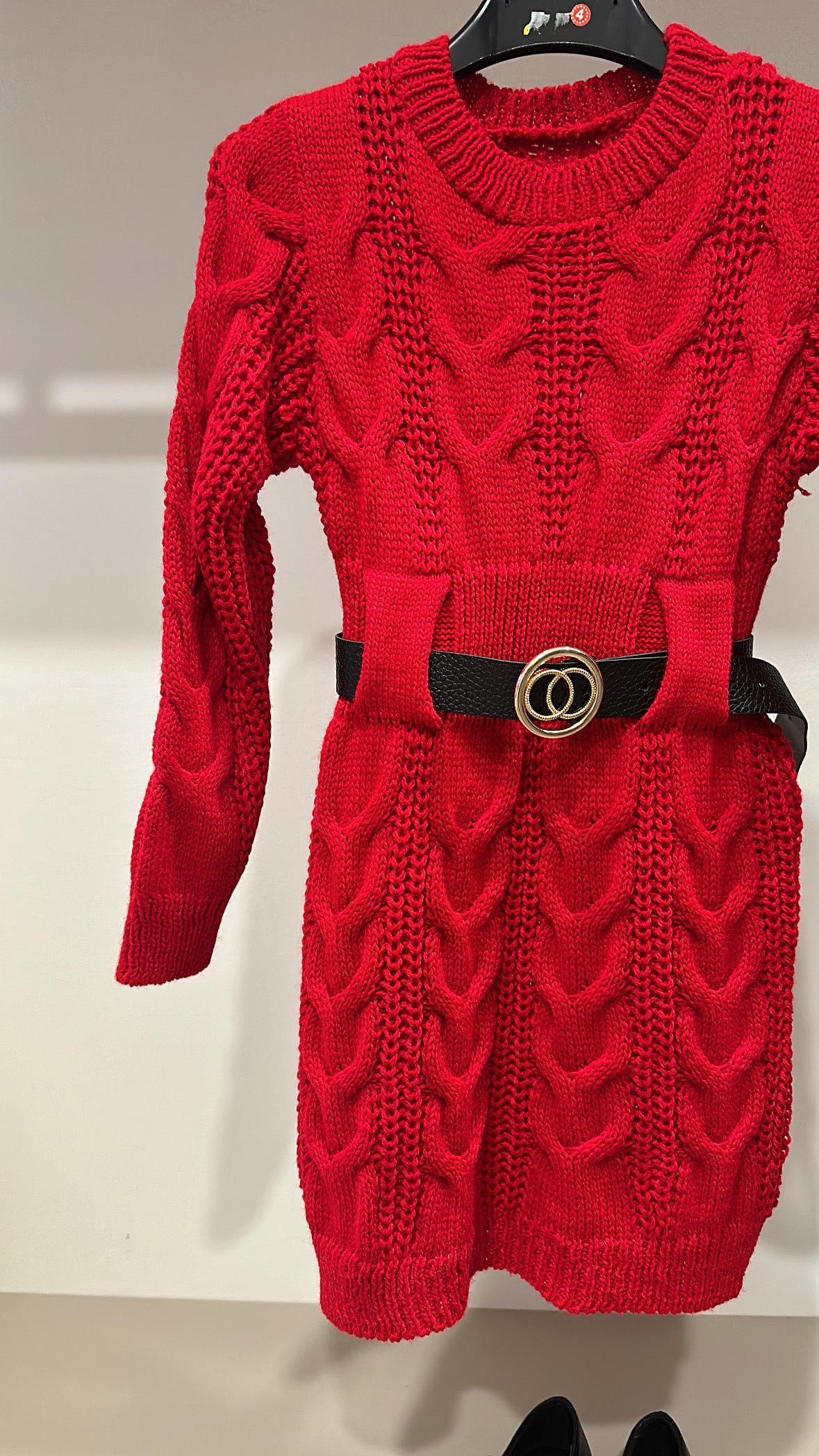Vestito IN MAGLIA CON CINTURA 4-14A - ROSSO