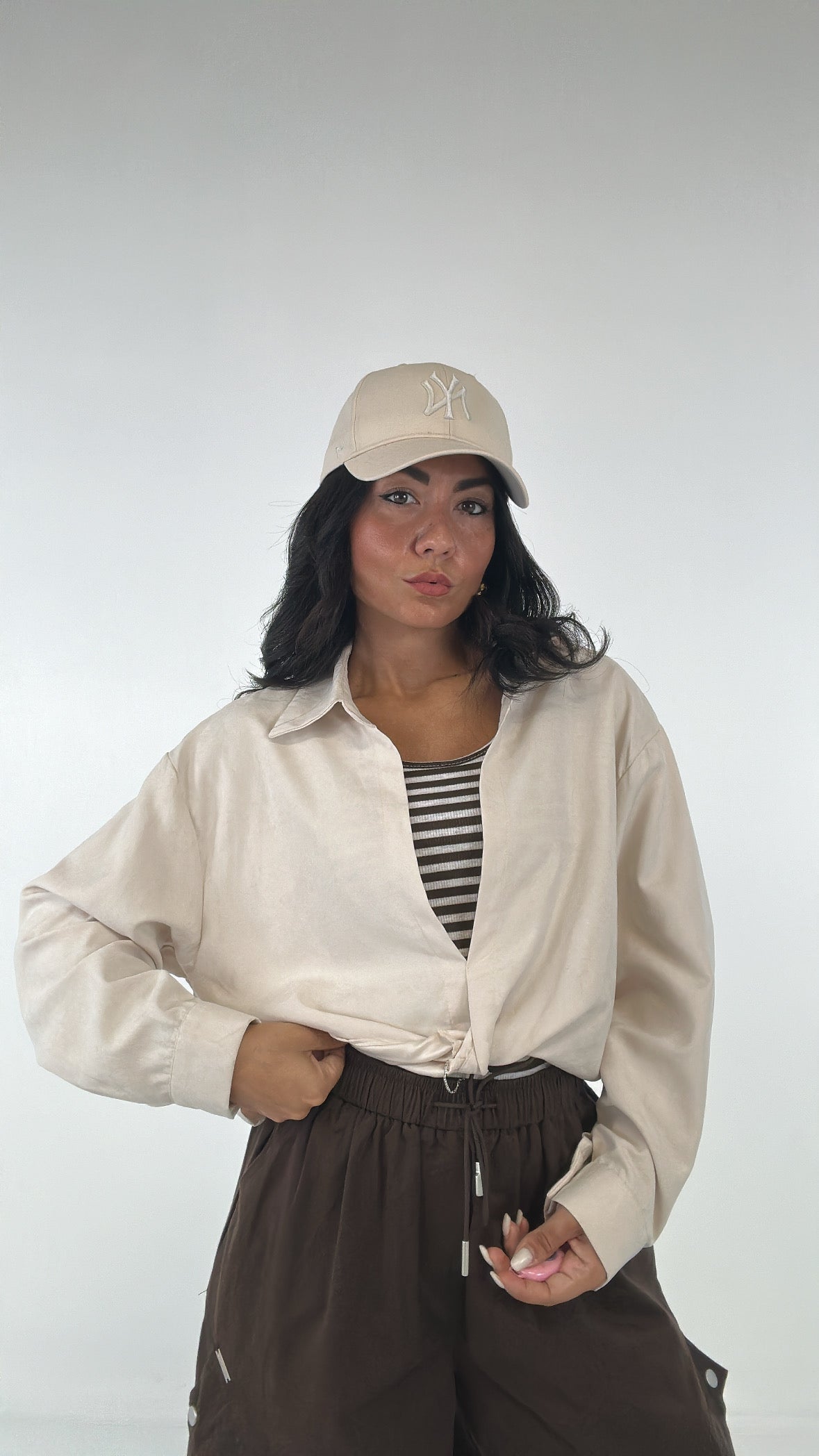 Camicia CON CANOTTA RIGATA - PANNA