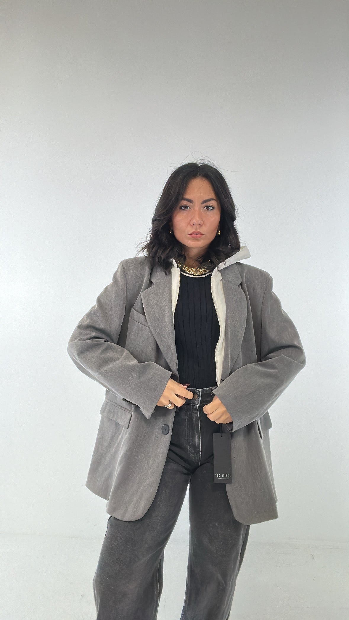 Blazer JUST CON CAPPUCCIO - GRIGIO