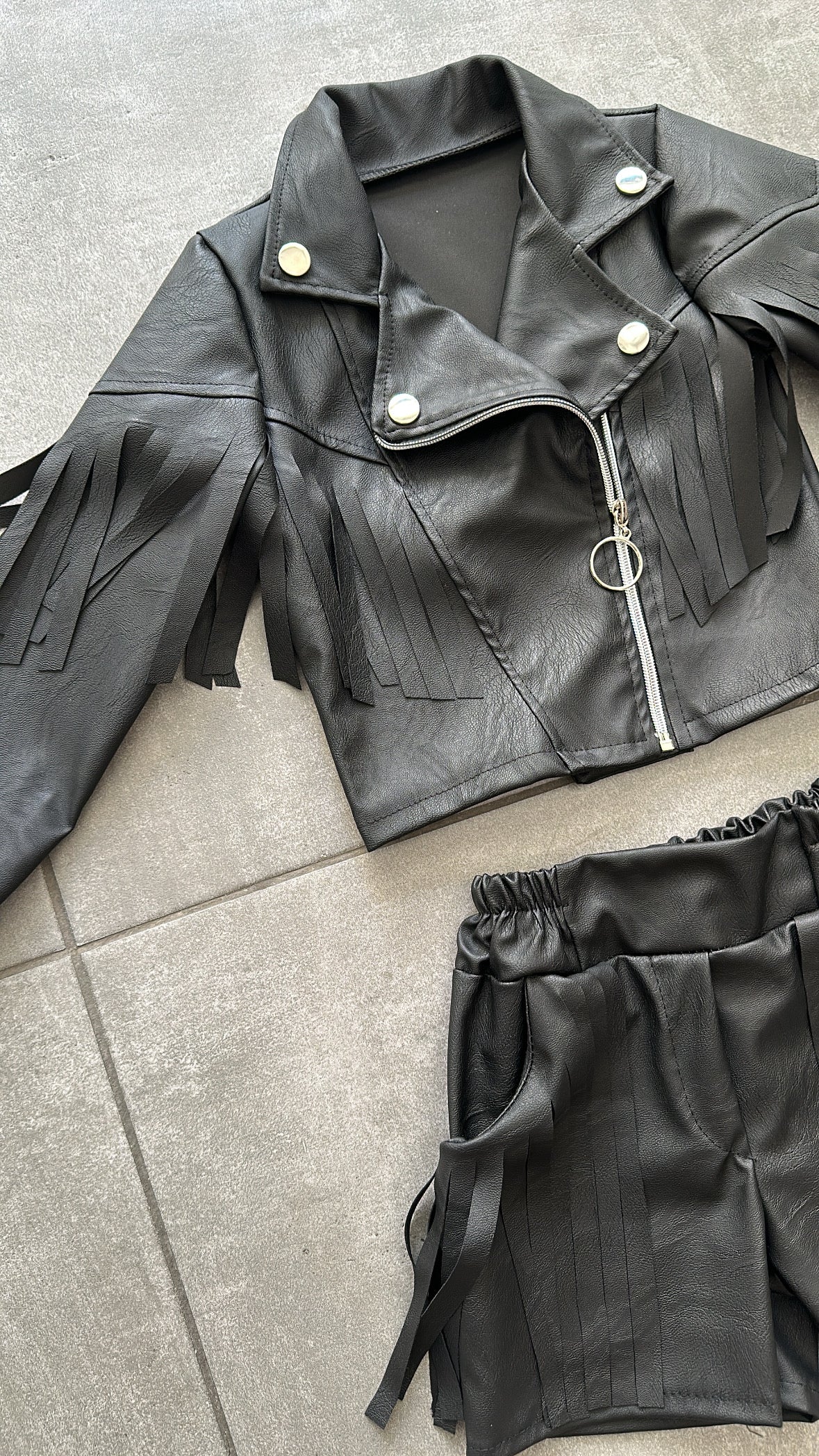 Short ECOPELLE FRANGE 4-14A - NERO