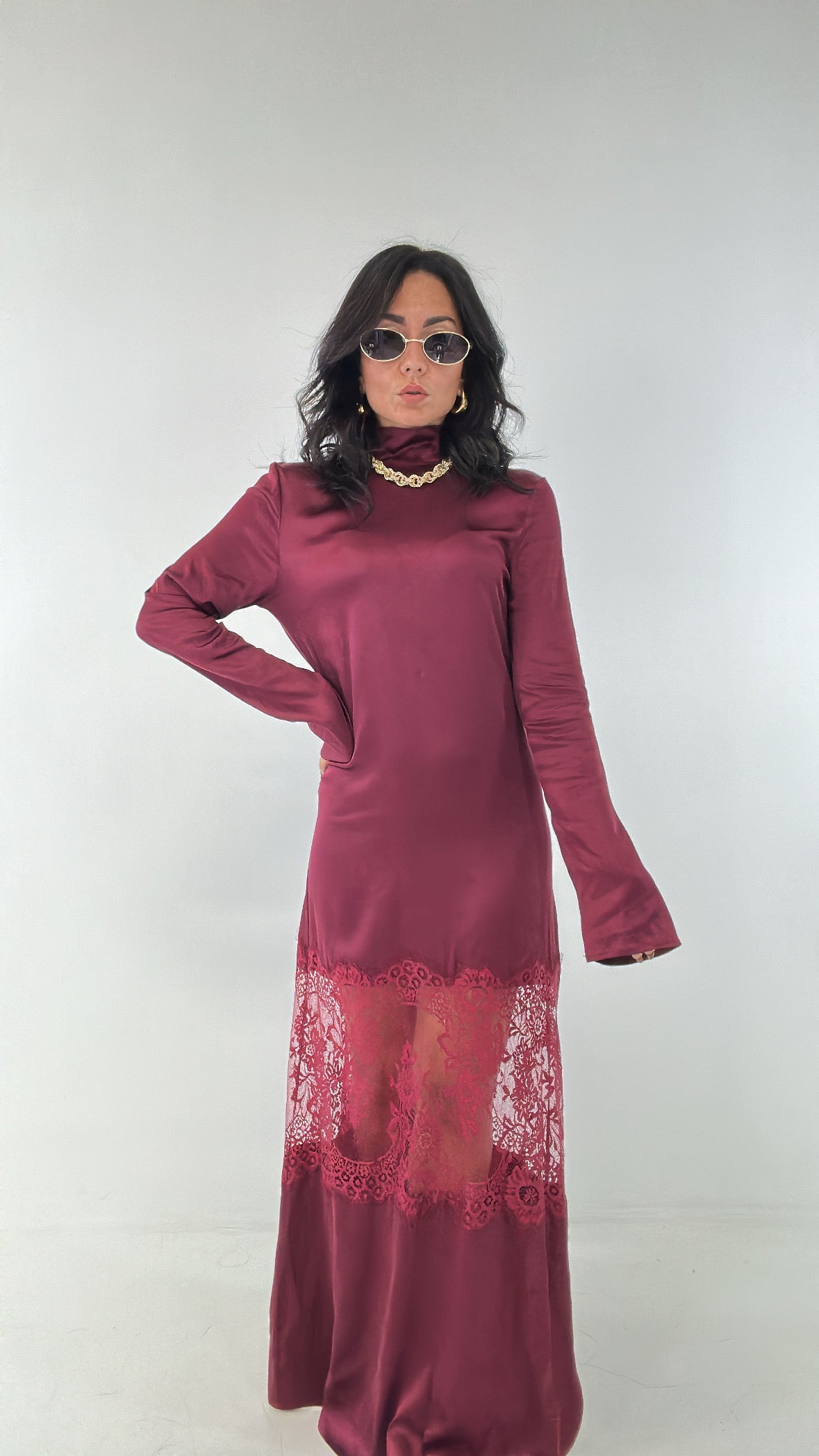 Abito LUMINA SATIN - BORDEAUX