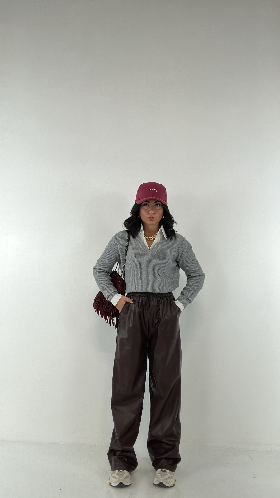 Pantalone LACCIO ECOPELLE - BORDEAUX