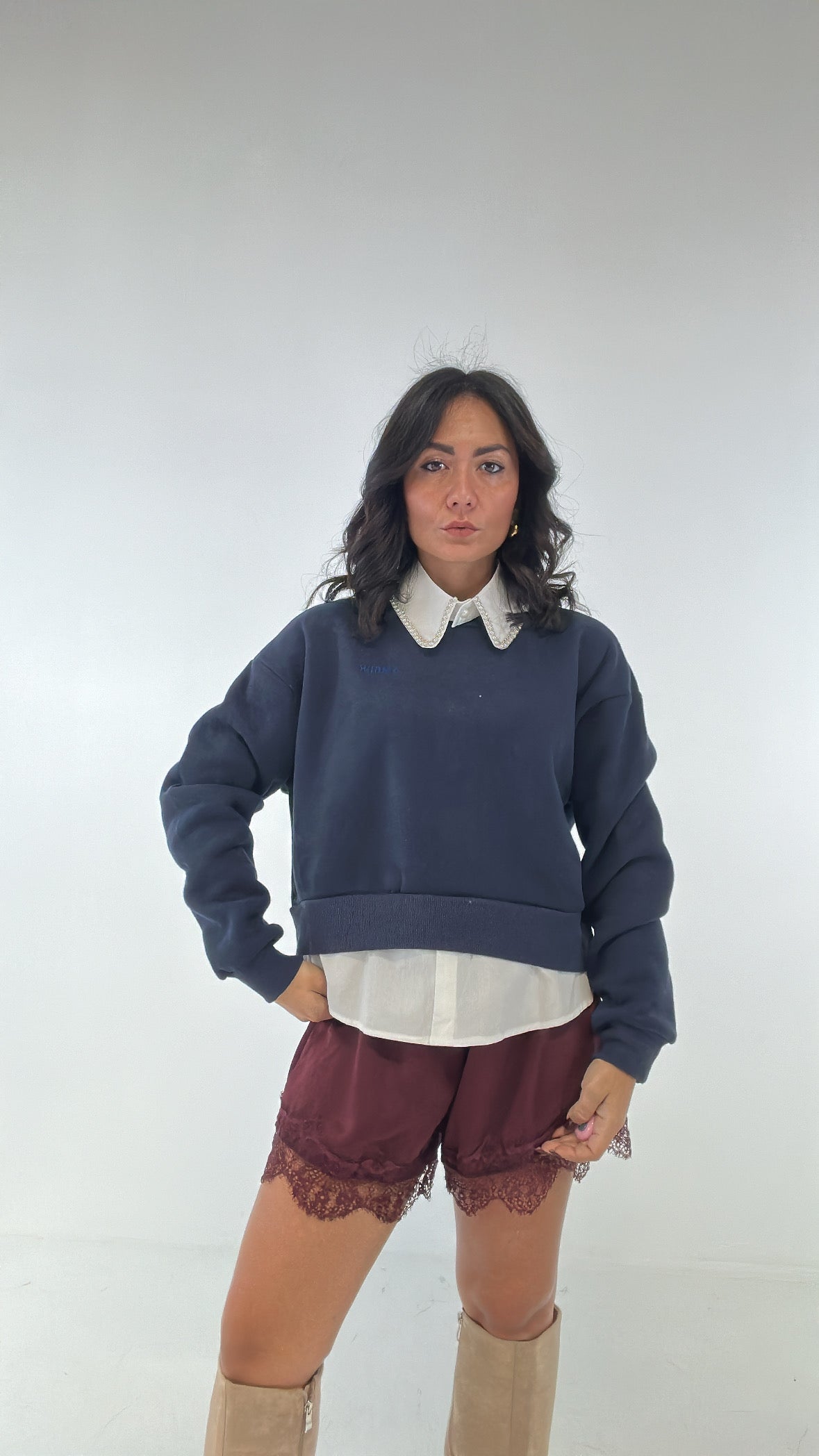 Felpa COLLETTO REMOVIBILE - BLU