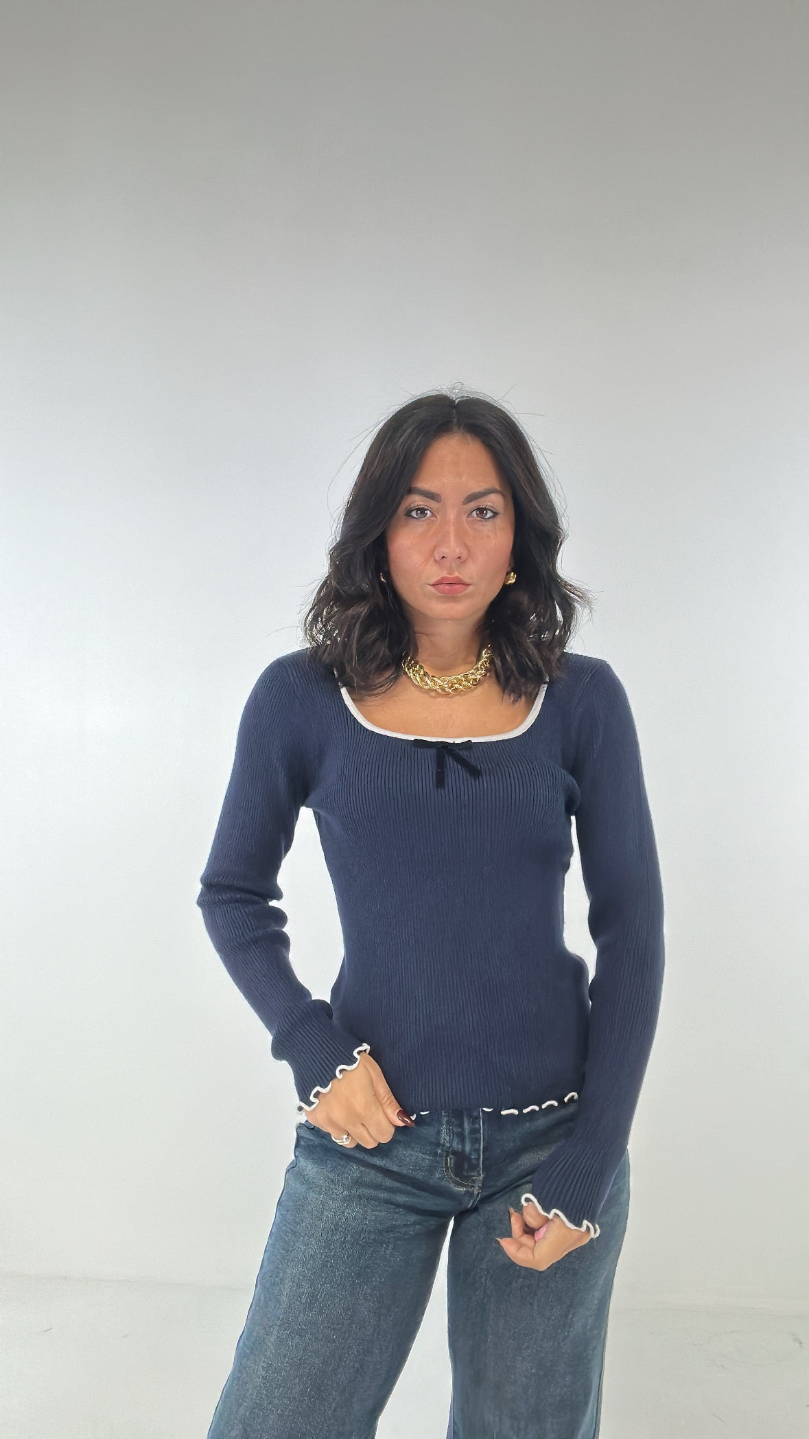 Pull FIOCCHETTO E MERLETTO - BLU